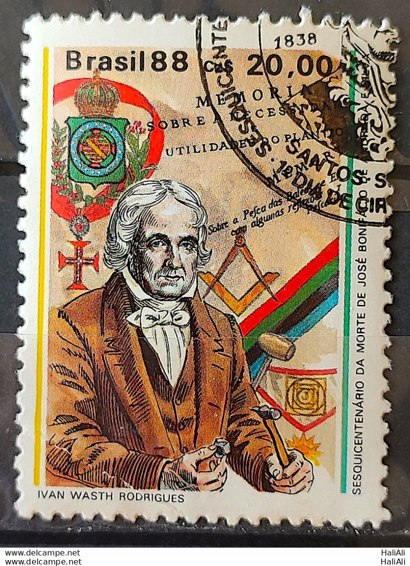 C 1582 Brazil Stamp 150 Years Jose Bonifacio Maconry History Brash 1988 Circulated 1 - Oblitérés
