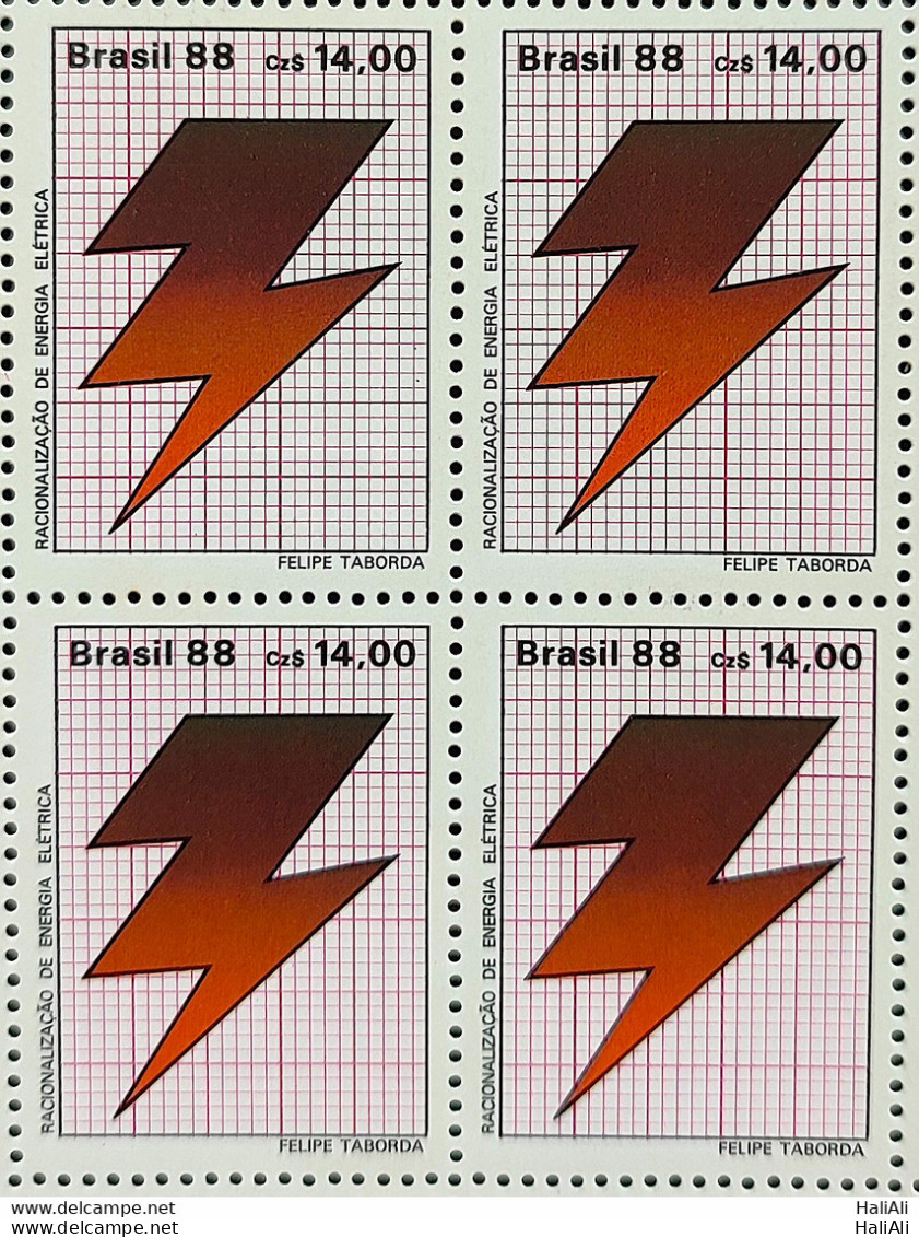 C 1580 Brazil Stamp Energy Rationalization Electricity 1988 Block Of 4 - Ongebruikt