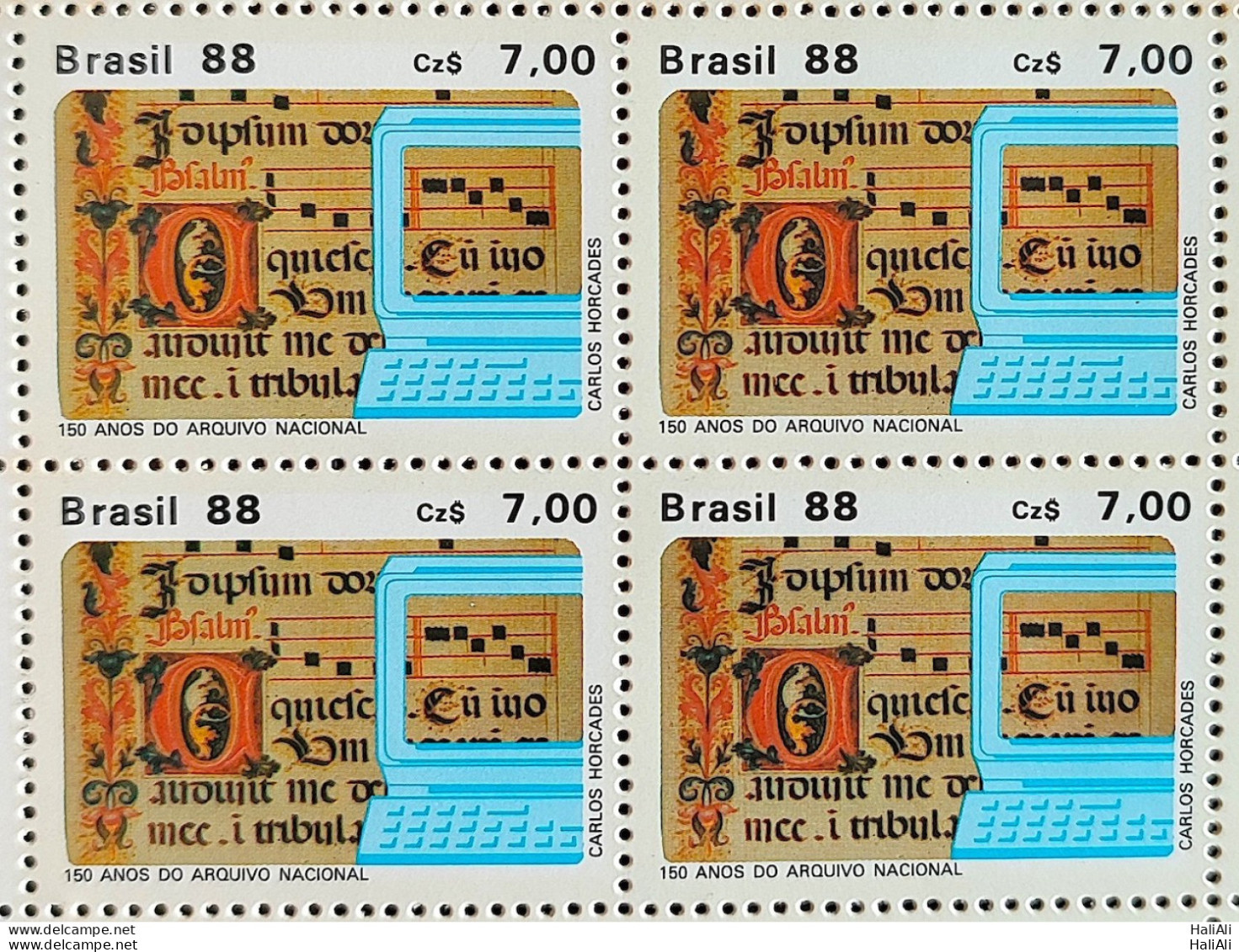 C 1576 Brazil Stamp 150 Years Of The National Archive Literature 1988 Block Of 4 - Nuovi