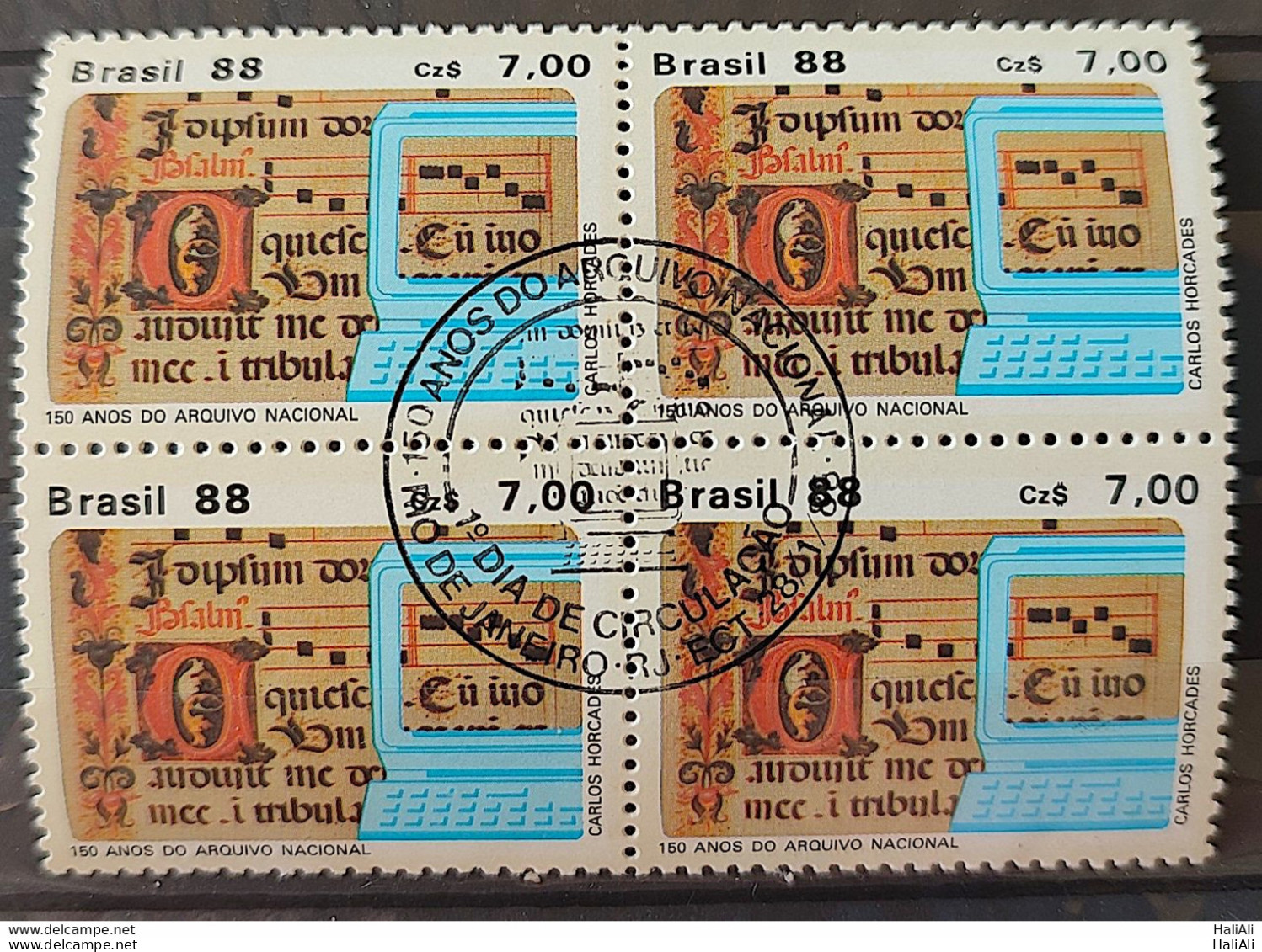 C 1576 Brazil Stamp 150 Years Of National File Literature 1988 Block Of 4 Cbc Rj - Ongebruikt