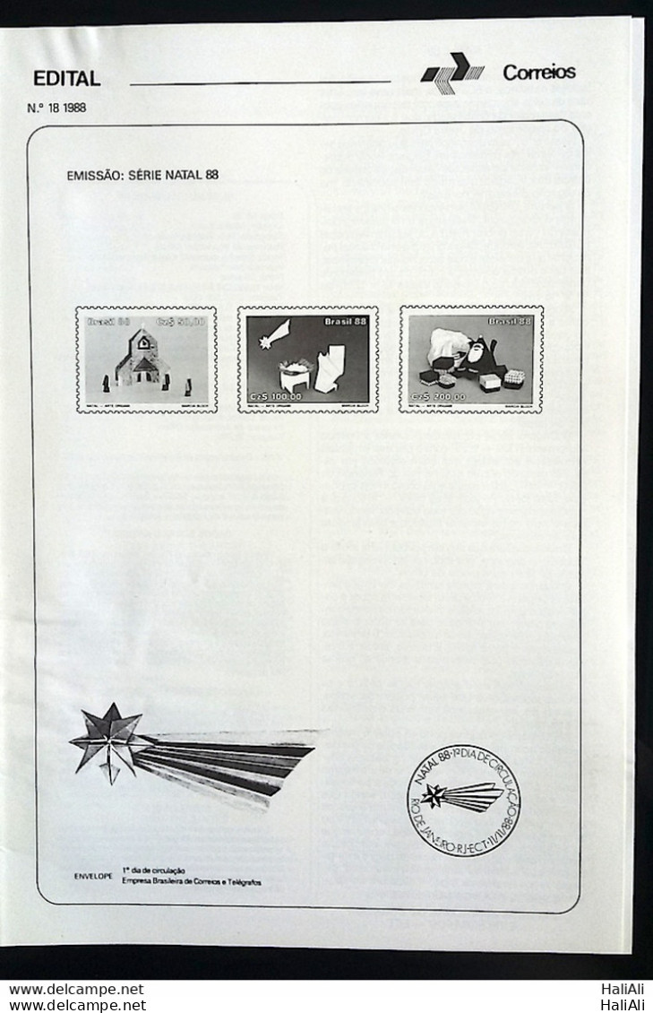 Brochure Brazil Edital 1988 18 Christmas Religion Without Stamp - Briefe U. Dokumente