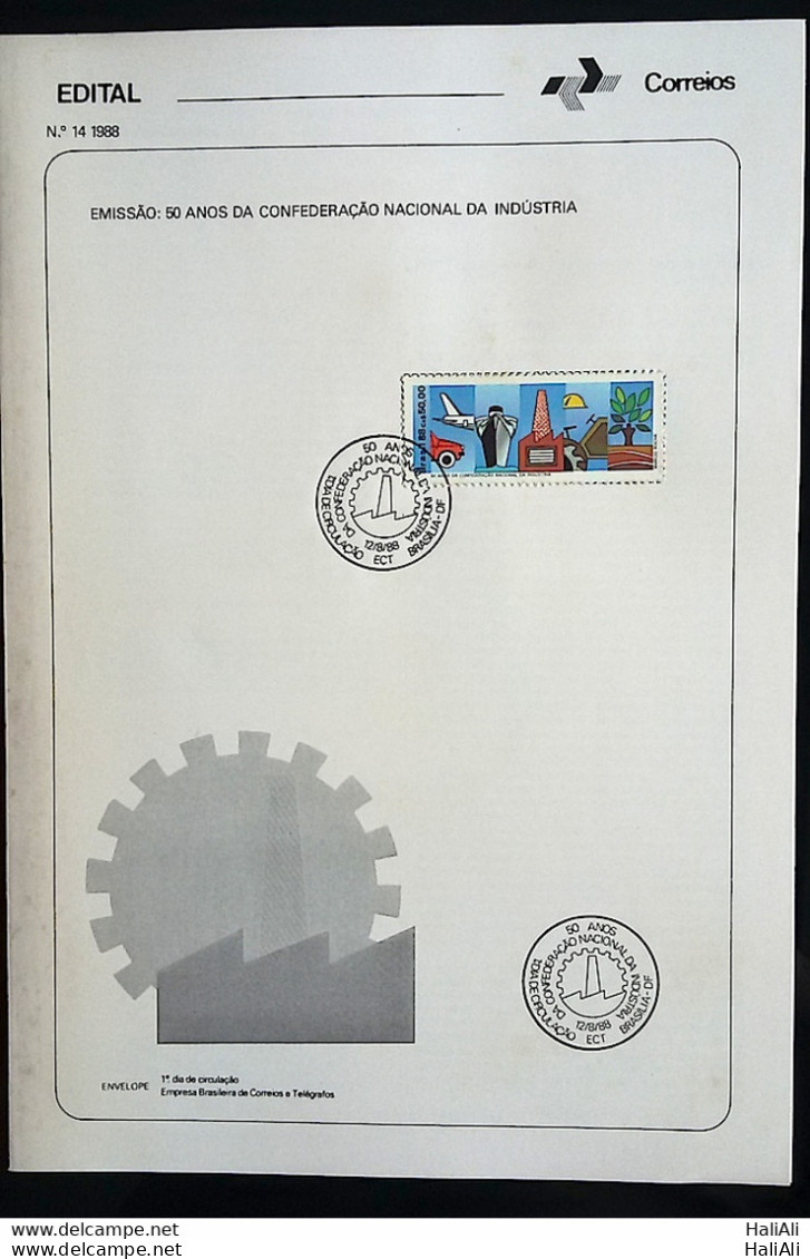 Brochure Brazil Edital 1988 14 National Confederation Industry Ship Plane Car With Stamp CBC DF Brasília - Cartas & Documentos