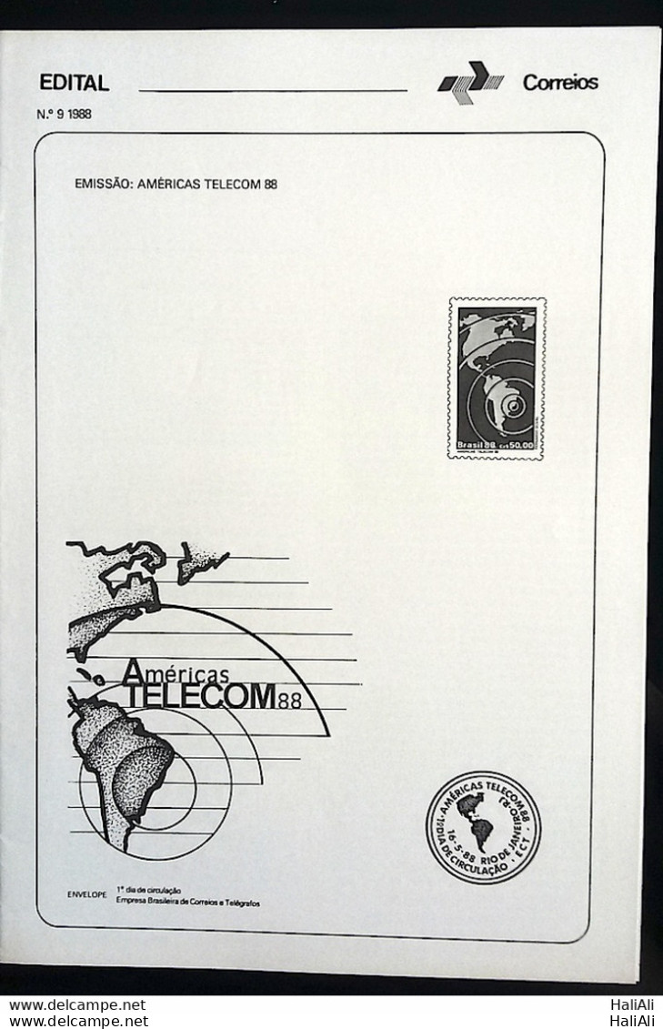 Brochure Brazil Edital 1988 09 Telecom Comunicação Without Stamp - Cartas & Documentos