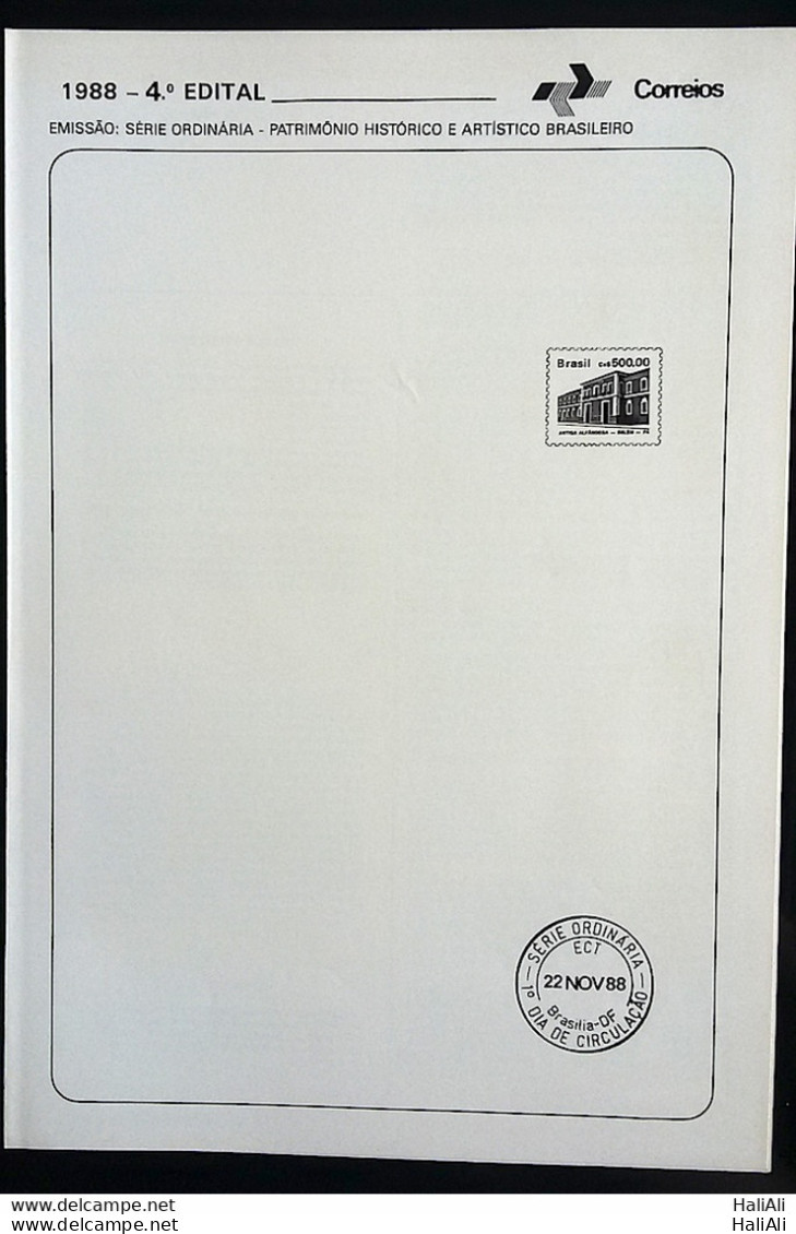 Brochure Brazil Edital 1988 04 Historical Heritage Orgionaria Series Without Stamp - Storia Postale