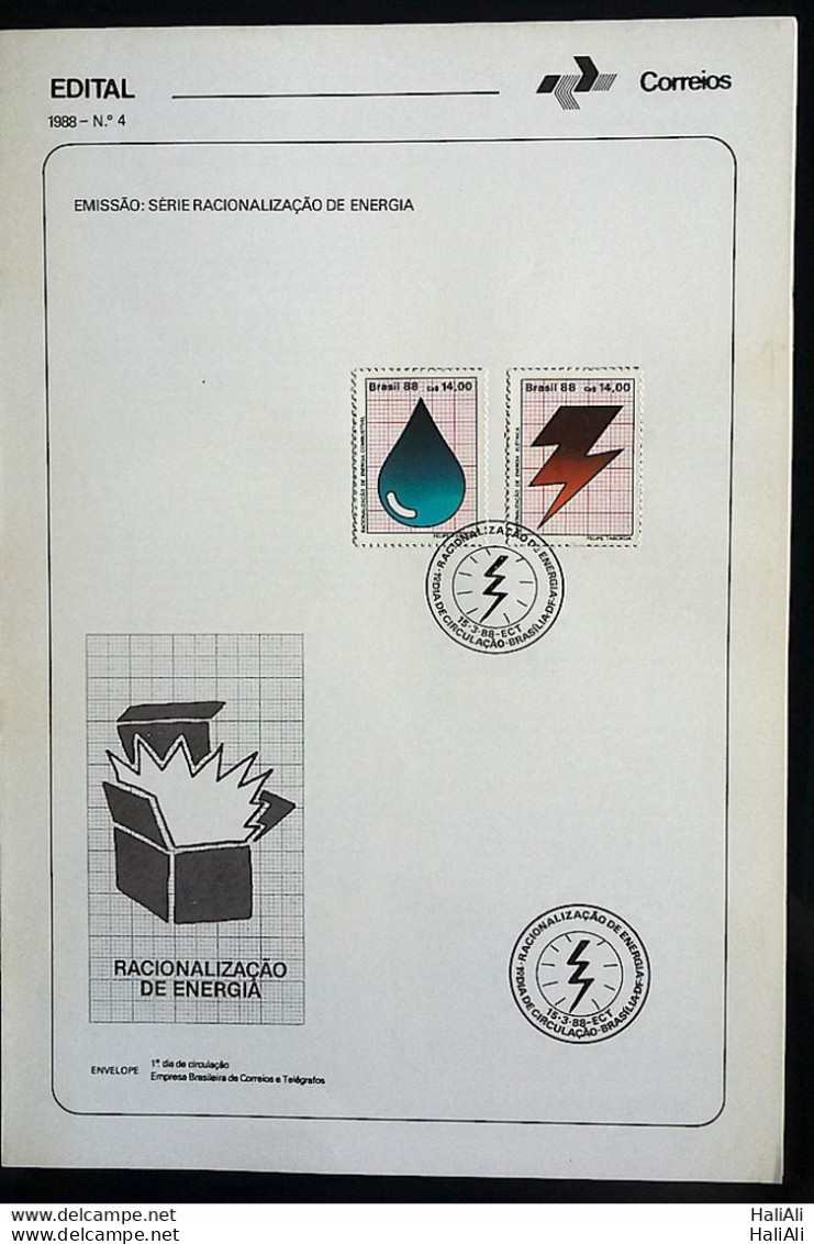 Brochure Brazil Edital 1988 04 Energy Rationalization With Stamp CBC DF Brasília - Lettres & Documents