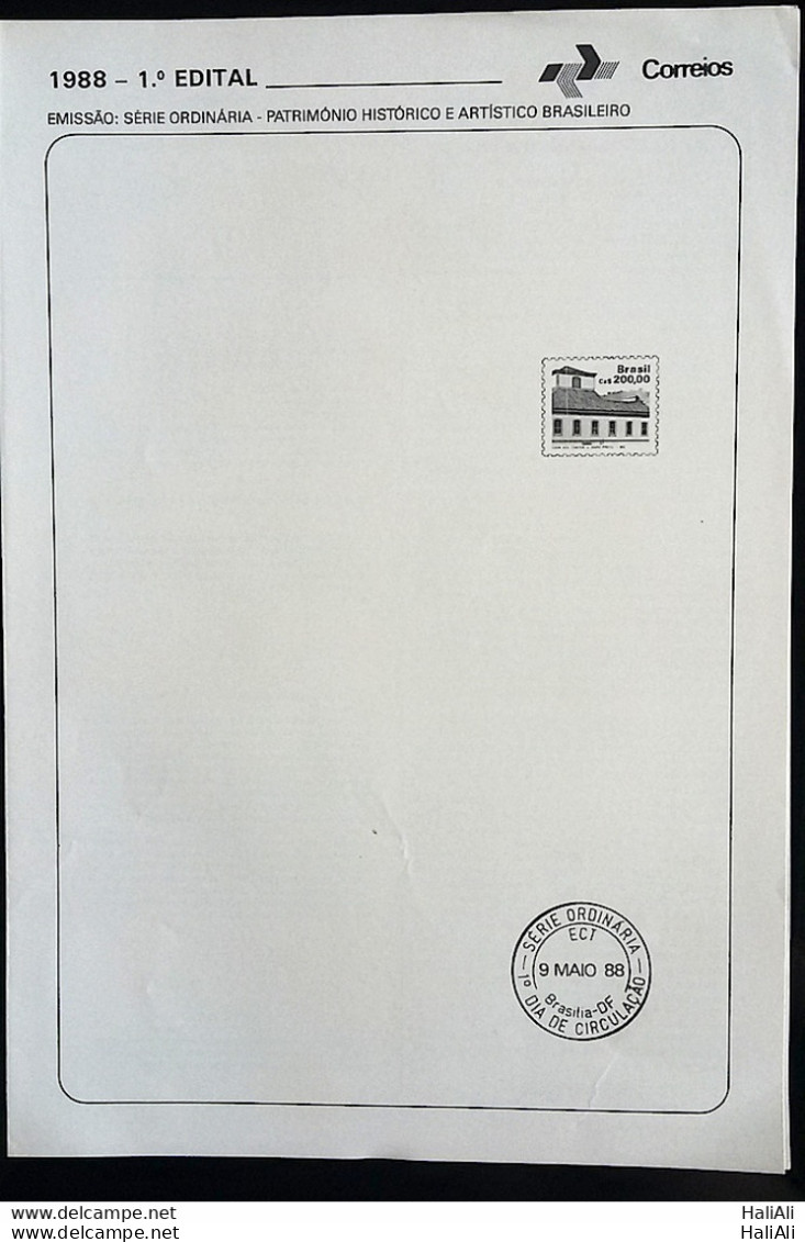 Brochure Brazil Edital 1988 01 Historical And Artistic Heritage Ordinary Series Without Stamp - Lettres & Documents