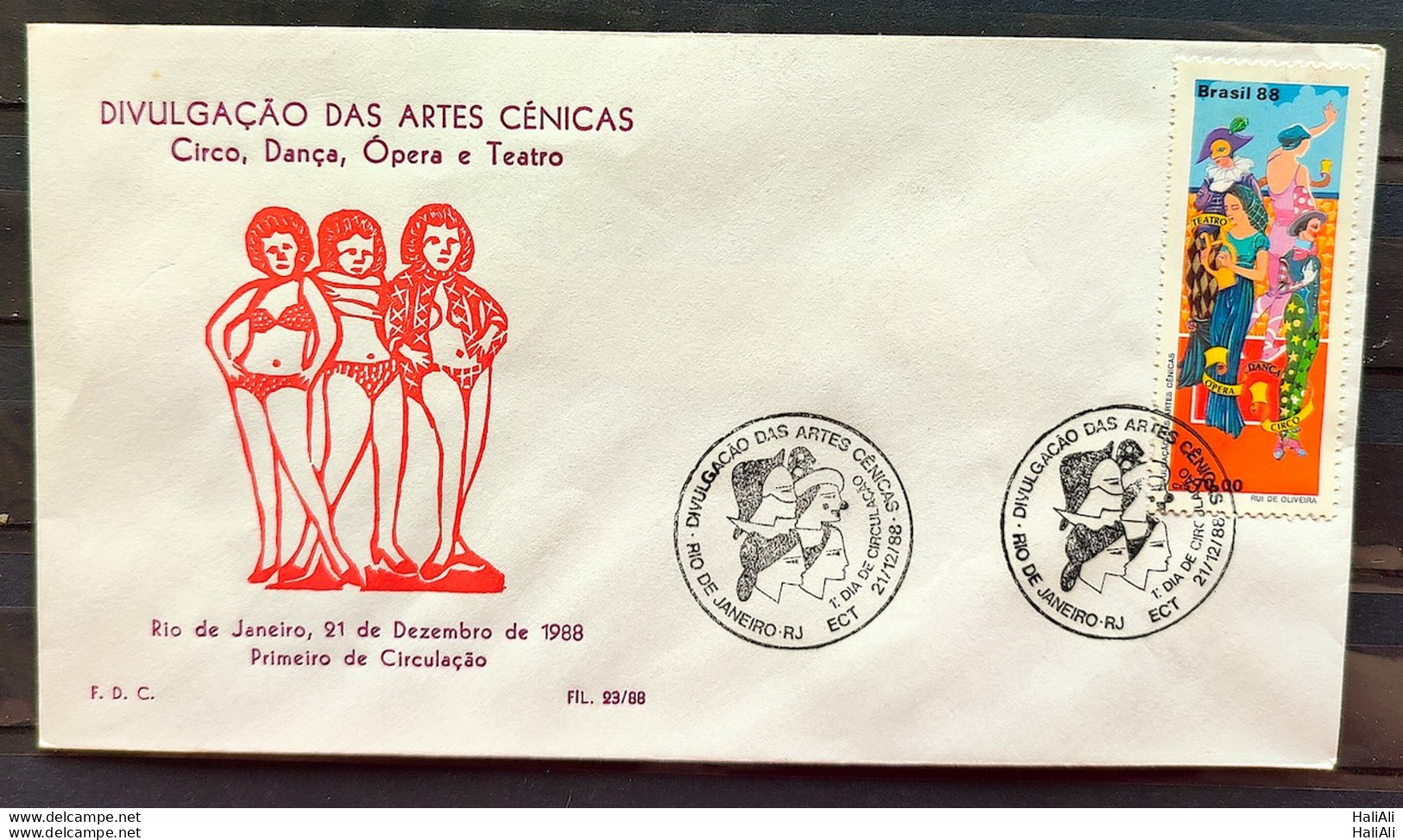 Brazil Envelope PVT FIL 023 1988 CBC RJ Theater Scenic Arts - FDC