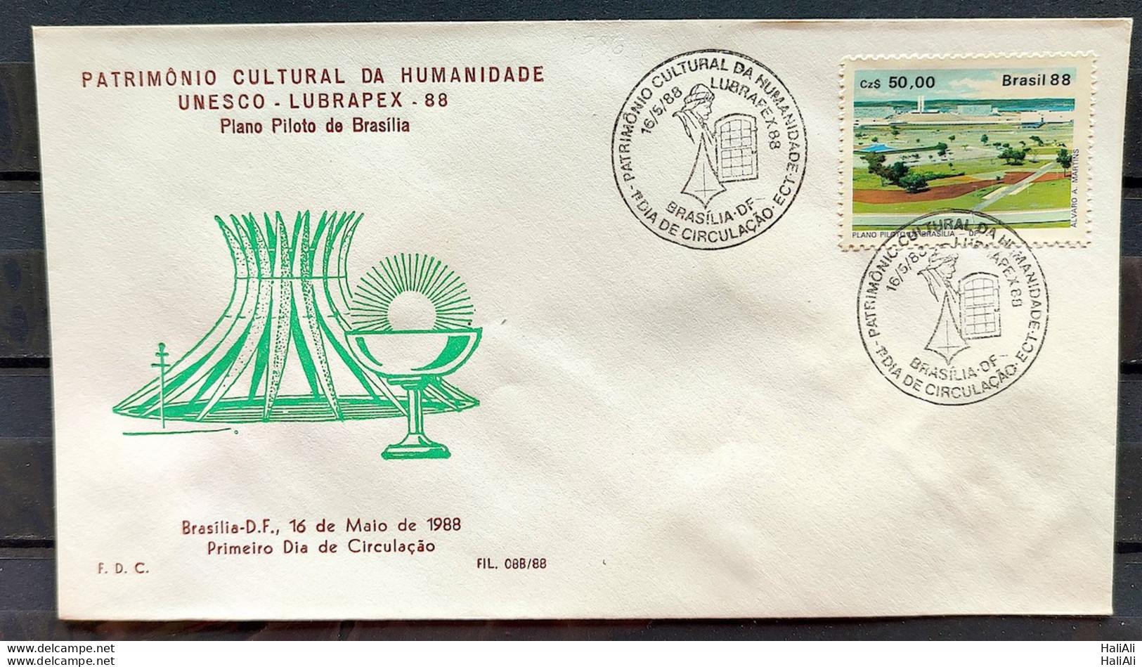 Brazil Envelope PVT FIL 08B 1988 Cultural Heritage Of Humanity CBC DF - FDC