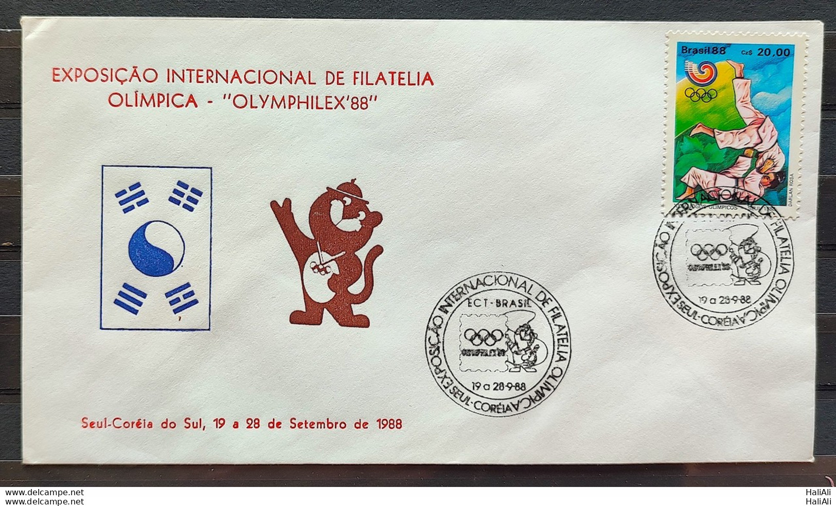 Brazil Envelope PVT 000 1988 Olympics Seoul Judo Korea CBC - FDC