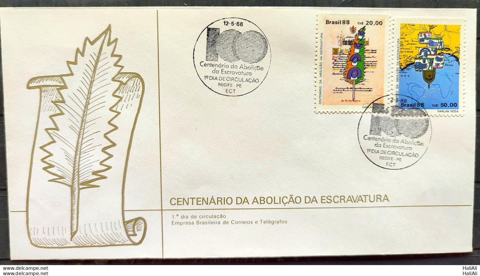 Brazil Envelope FDC 444 1988 Abolition Of Slavery Slavery CBC PE - FDC