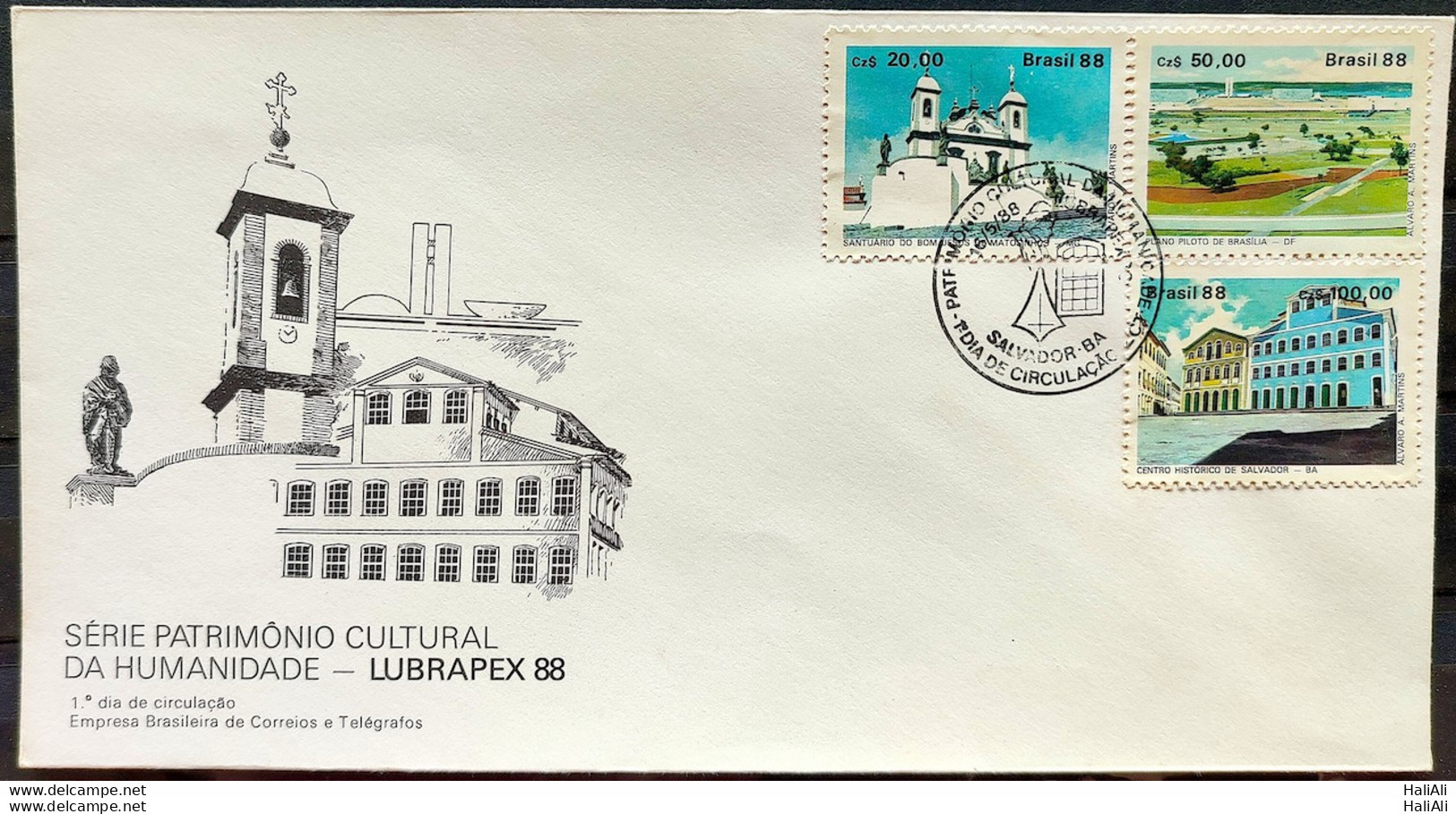 Brazil Envelope FDC 445 1988 Cultural Heritage Of Humanity CBC BA - FDC