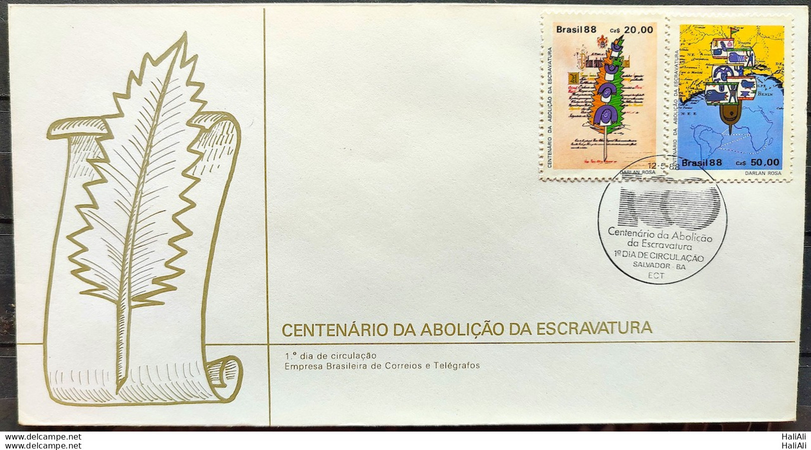 Brazil Envelope FDC 444 1988 Abolition Of Slavery Slavery CBC BA 1 - FDC