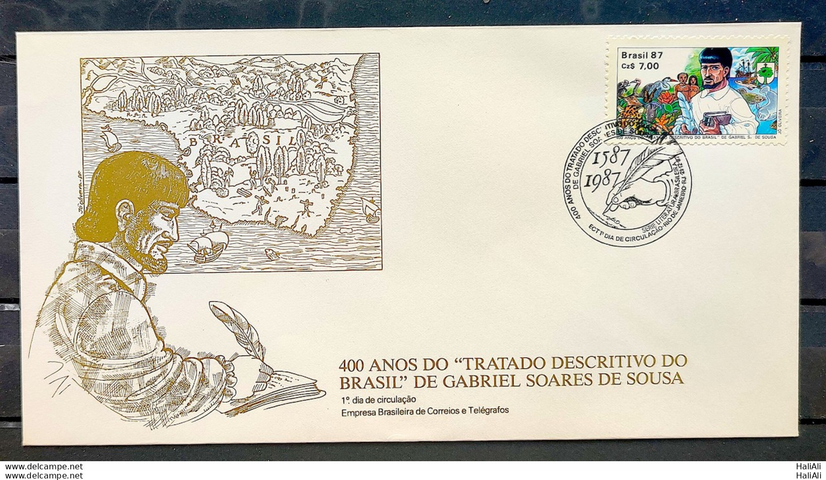 Brazil Envelope FDC 437 1988 Gabriel Soares De Sousa Literature CBC RJ 03 - FDC