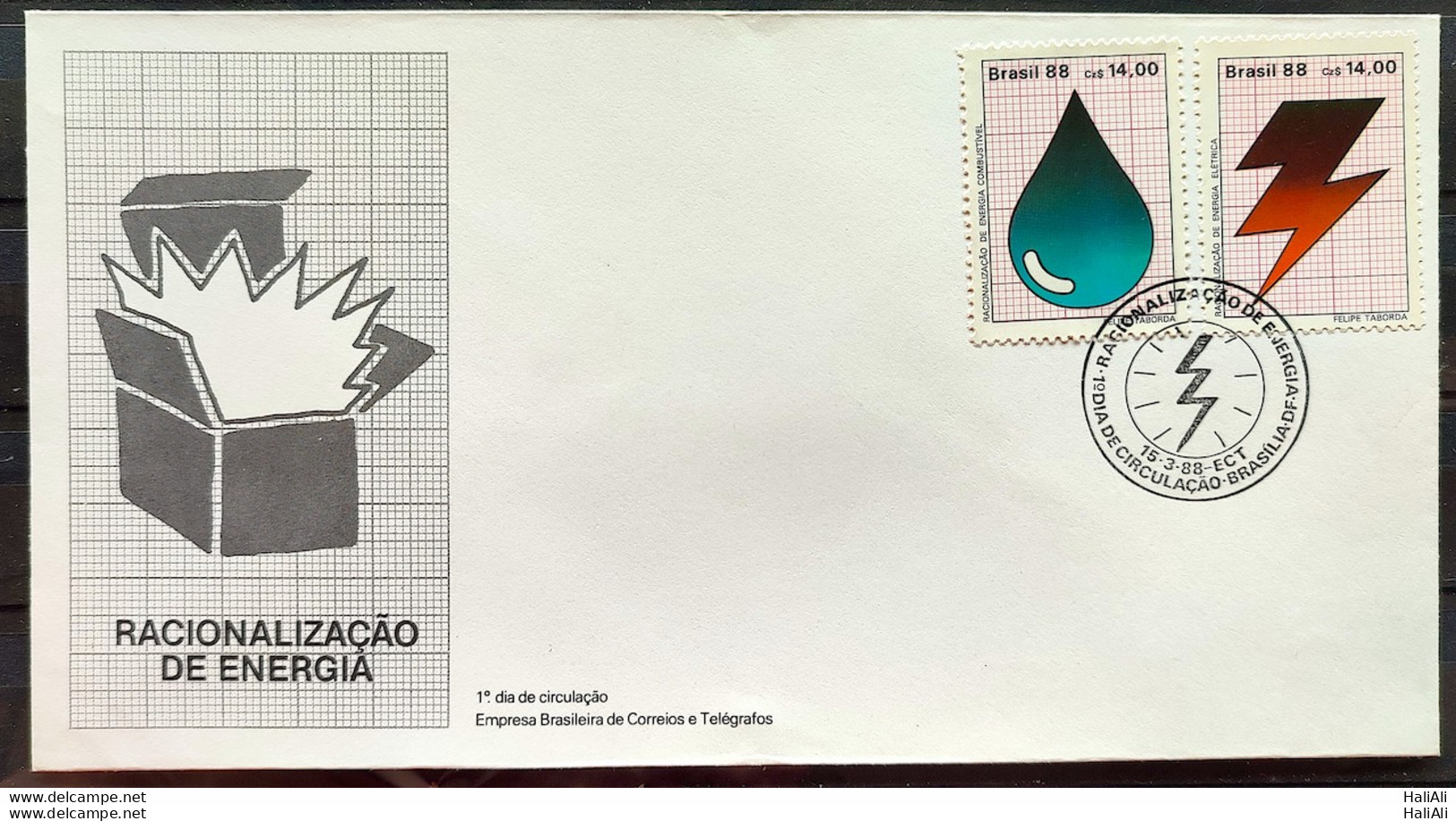 Brazil Envelope FDC 441 1988 BSB 1 CBC Energy Rationalization - FDC