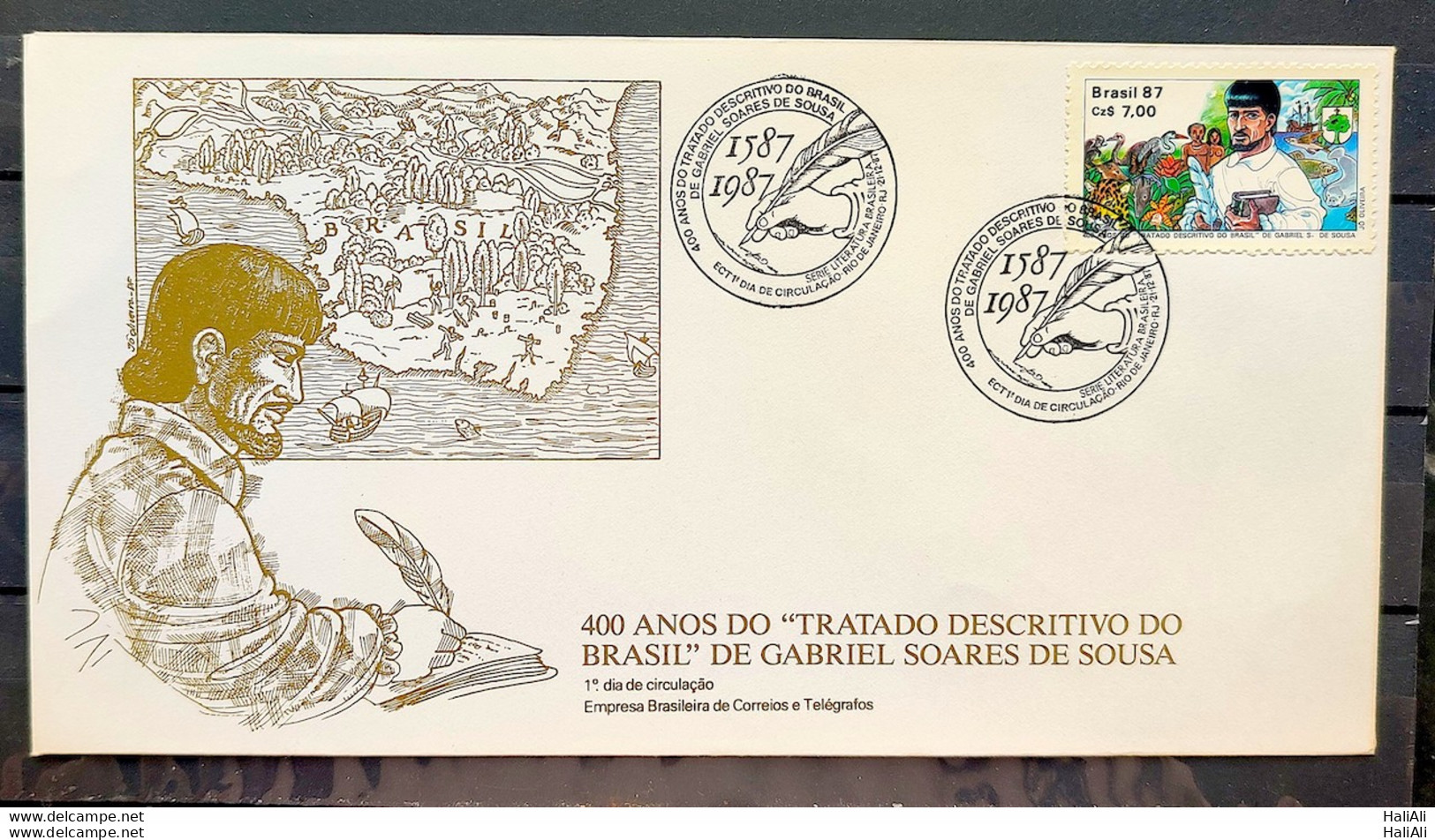 Brazil Envelope FDC 437 1988 Gabriel Soares De Sousa Literature CBC RJ 04 - FDC