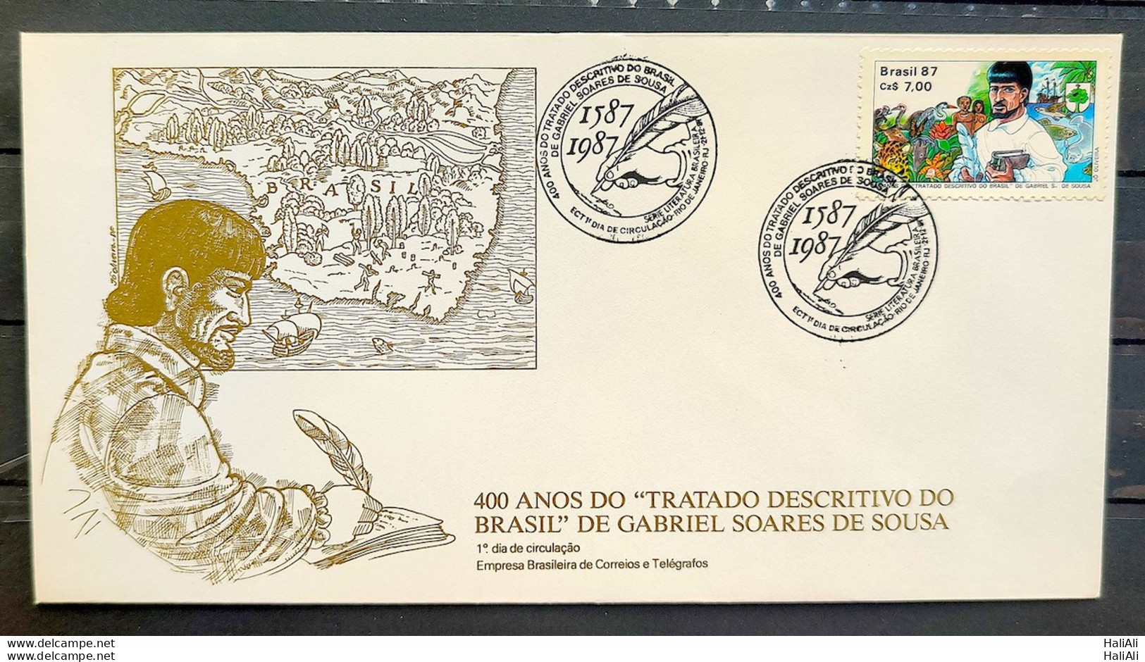 Brazil Envelope FDC 437 1988 Gabriel Soares De Sousa Literature CBC RJ 02 - FDC