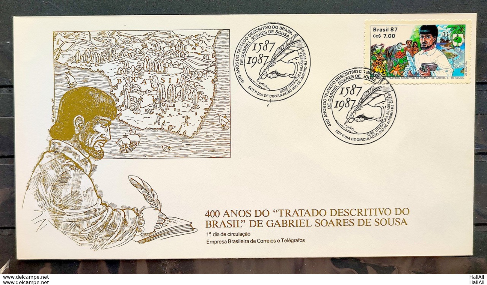 Brazil Envelope FDC 437 1988 Gabriel Soares De Sousa Literature CBC RJ 01 - FDC