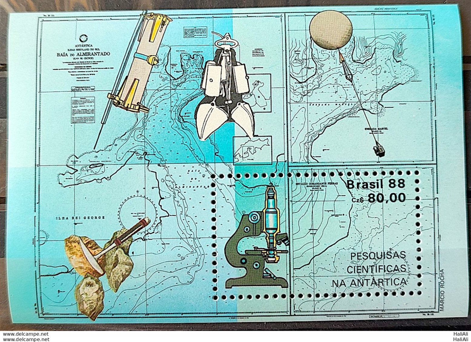 B 74 Brazil Stamp Scientific Surveys At Antartica Antatida Science Map 1988 - Unused Stamps