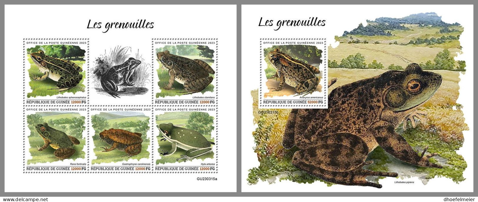 GUINEA REP. 2023 MNH Frogs Frösche M/S+S/S – IMPERFORATED – DHQ2417 - Rane