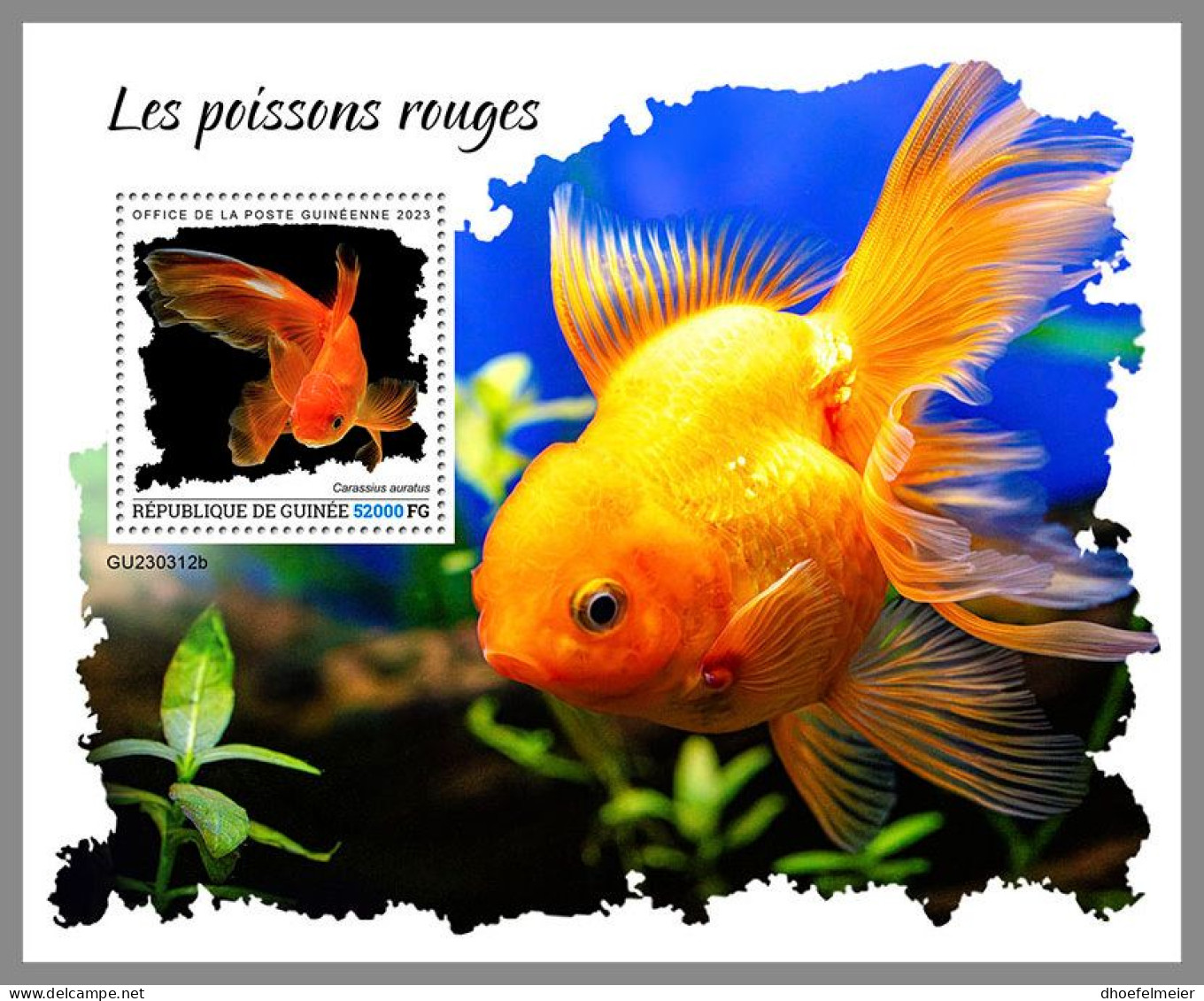 GUINEA REP. 2023 MNH Goldfish Goldfische S/S – IMPERFORATED – DHQ2417 - Fishes