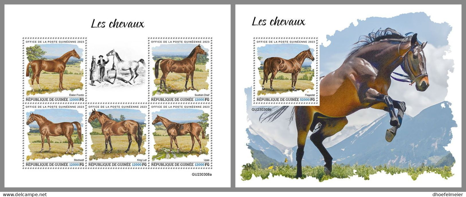 GUINEA REP. 2023 MNH Horses Pferde M/S+S/S – IMPERFORATED – DHQ2417 - Chevaux