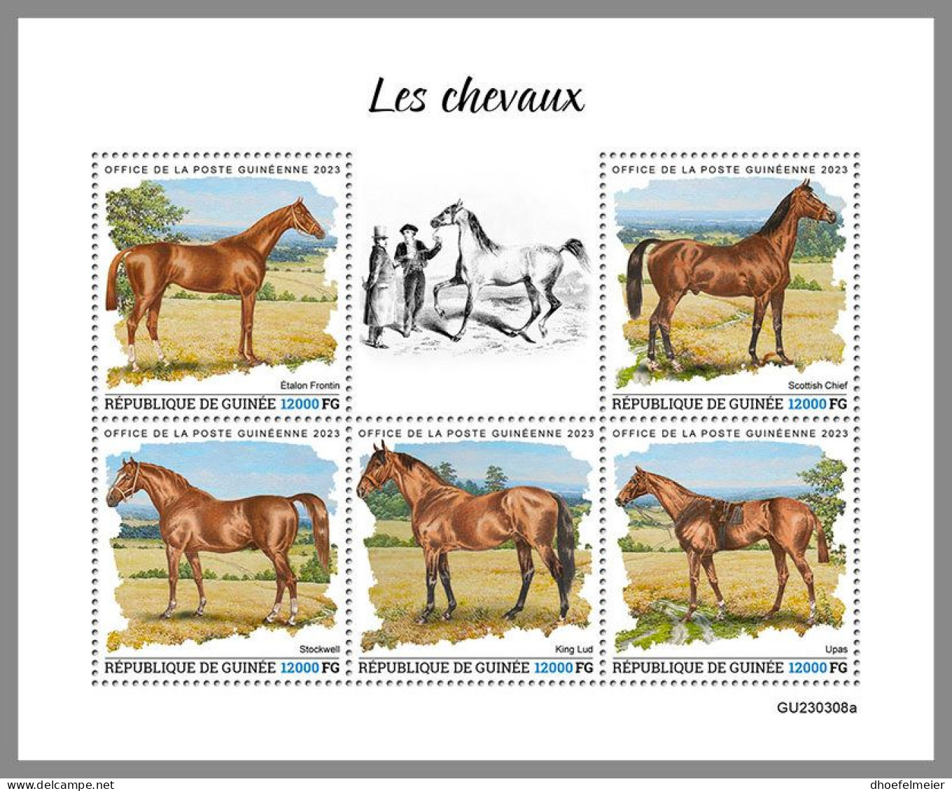 GUINEA REP. 2023 MNH Horses Pferde M/S – IMPERFORATED – DHQ2417 - Caballos