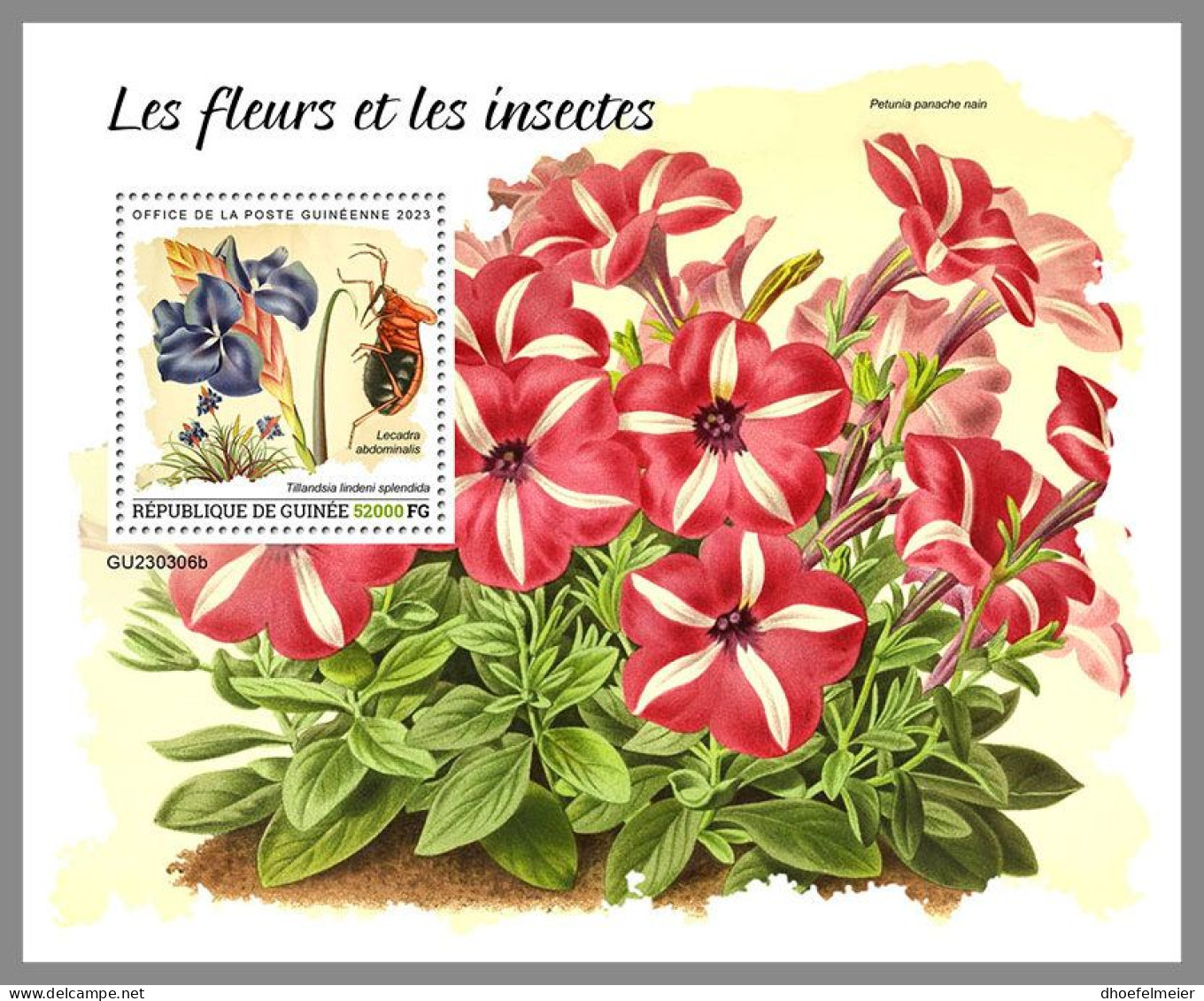 GUINEA REP. 2023 MNH Flowers Insects Blumen Insekten S/S – IMPERFORATED – DHQ2417 - Sonstige & Ohne Zuordnung