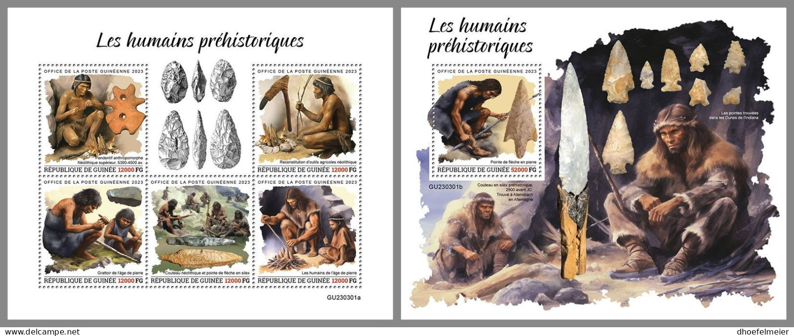 GUINEA REP. 2023 MNH Prehistoric Humans Frühzeitmenschen M/S+S/S – IMPERFORATED – DHQ2417 - Vor- U. Frühgeschichte