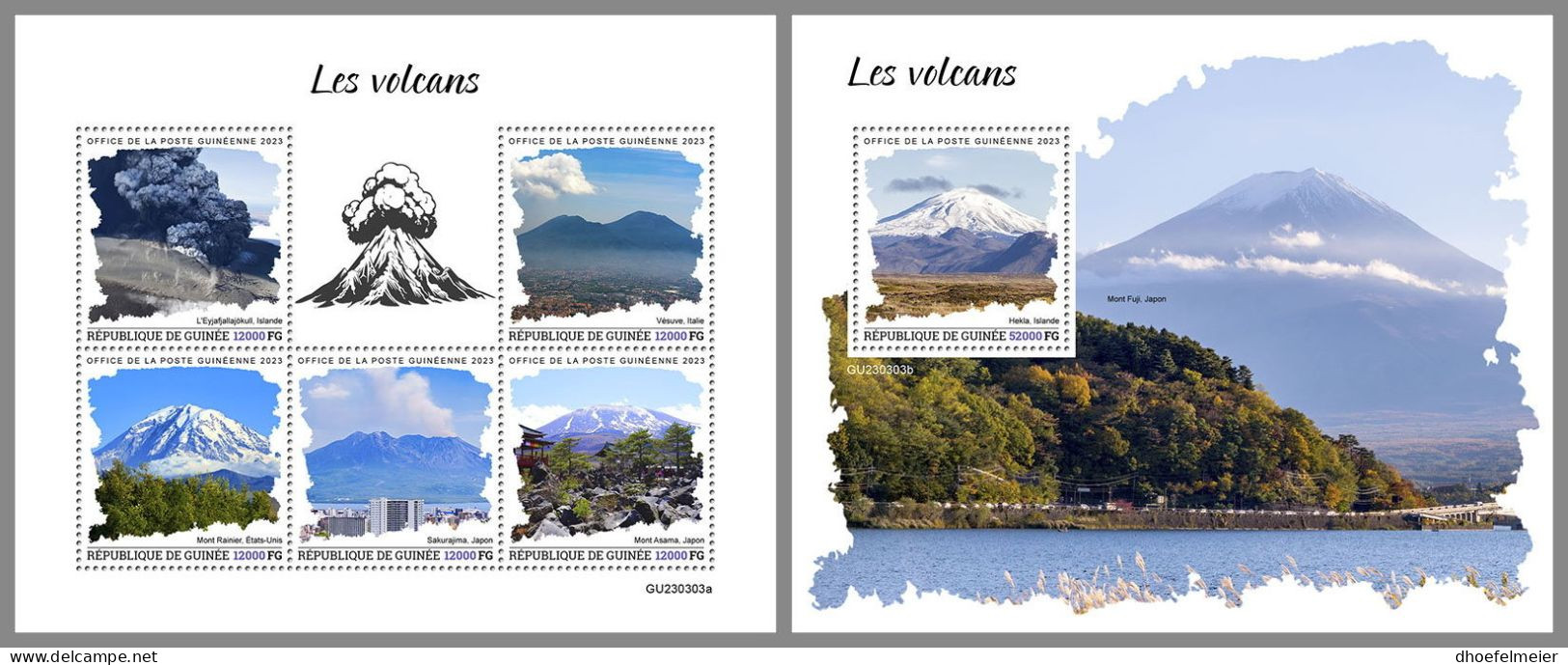 GUINEA REP. 2023 MNH Volcanoes Vulkane M/S+S/S – IMPERFORATED – DHQ2417 - Volcanos