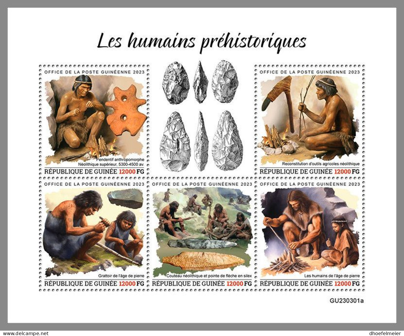 GUINEA REP. 2023 MNH Prehistoric Humans Frühzeitmenschen M/S – IMPERFORATED – DHQ2417 - Préhistoriques