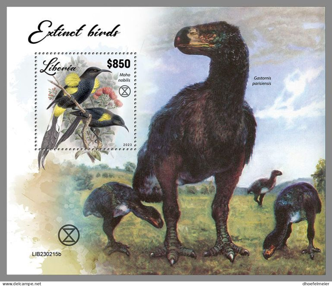 LIBERIA 2023 MNH Extinct Birds Ausgestorbene Vögel S/S – IMPERFORATED – DHQ2417 - Prehistorics