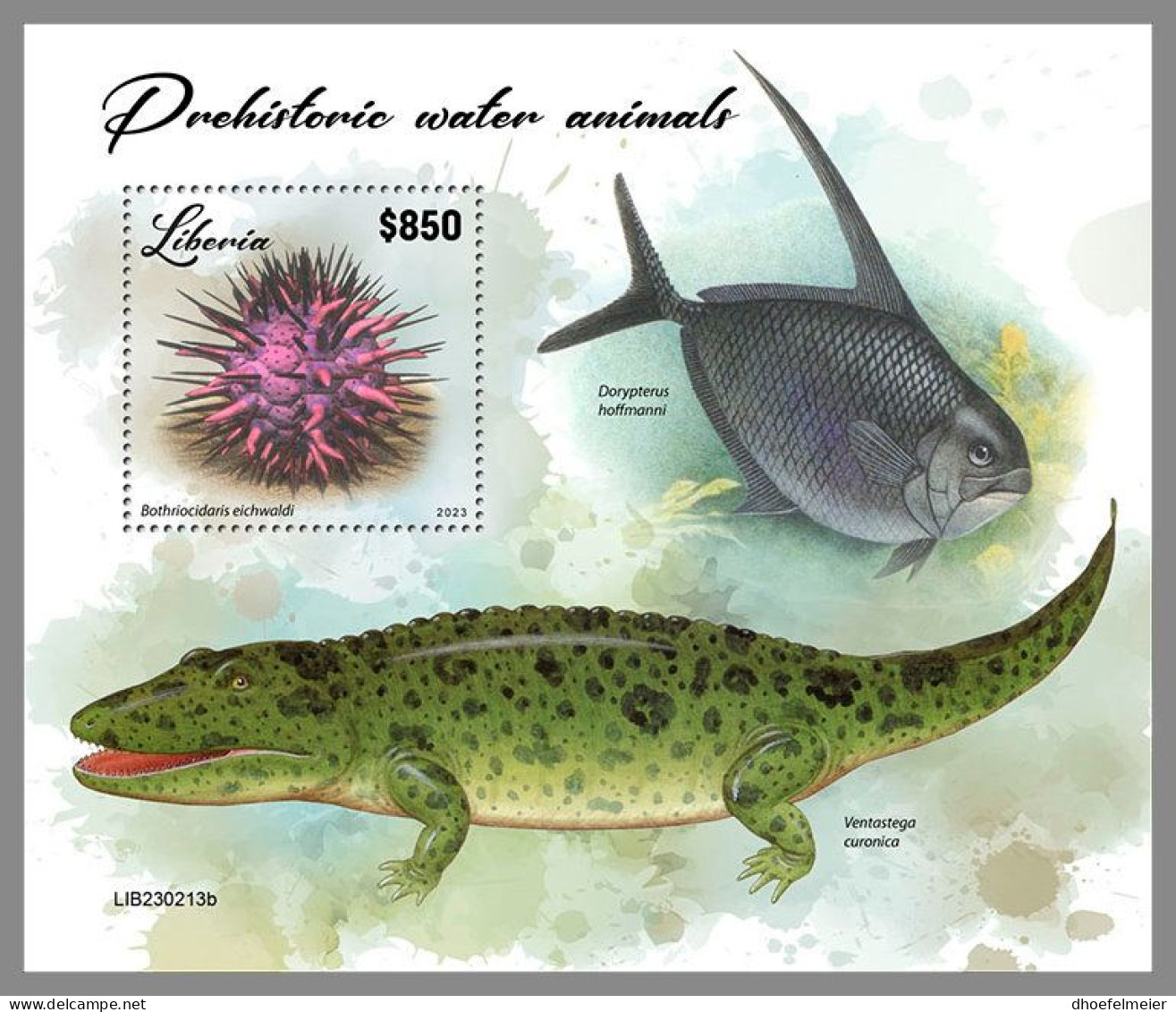 LIBERIA 2023 MNH Preh. Water Animals Präh. Meereslebewesen S/S – IMPERFORATED – DHQ2417 - Vor- U. Frühgeschichte