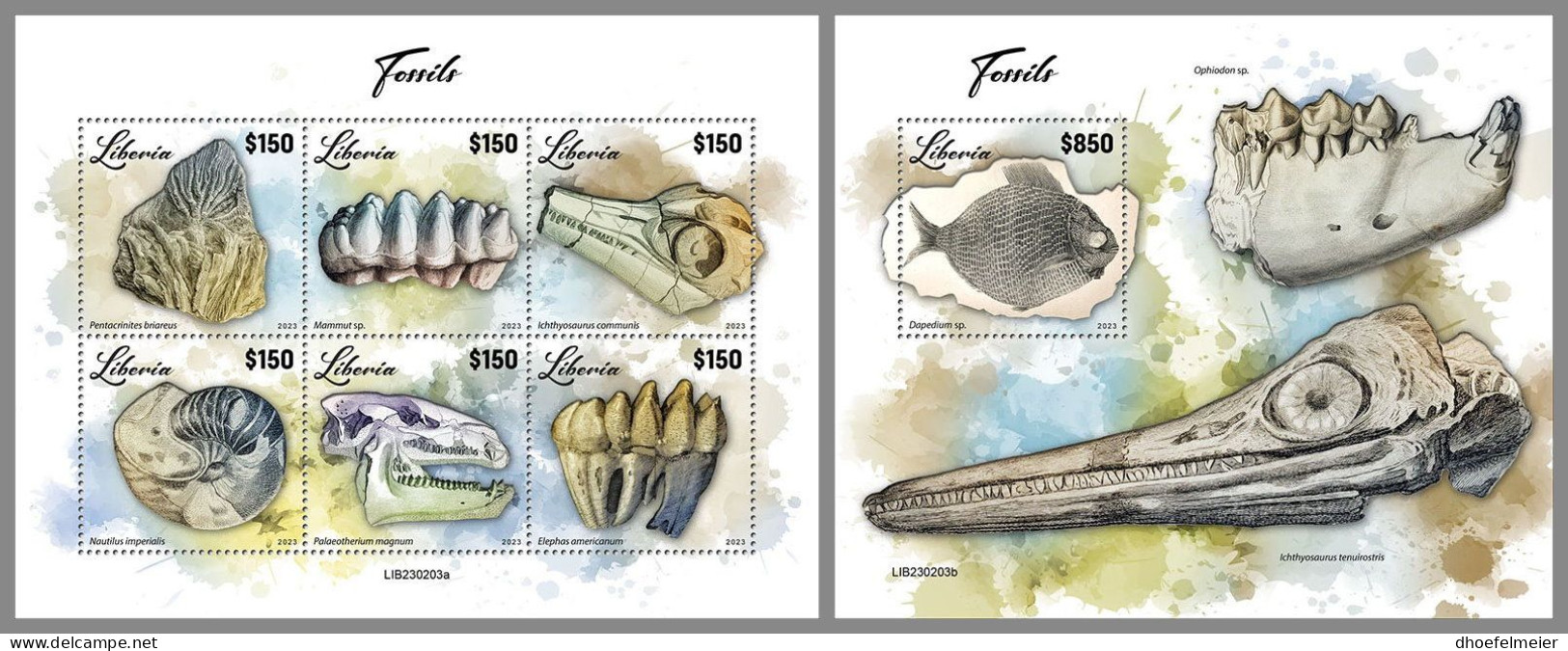 LIBERIA 2023 MNH Fossils Fossilien M/S+S/S – IMPERFORATED – DHQ2417 - Fósiles