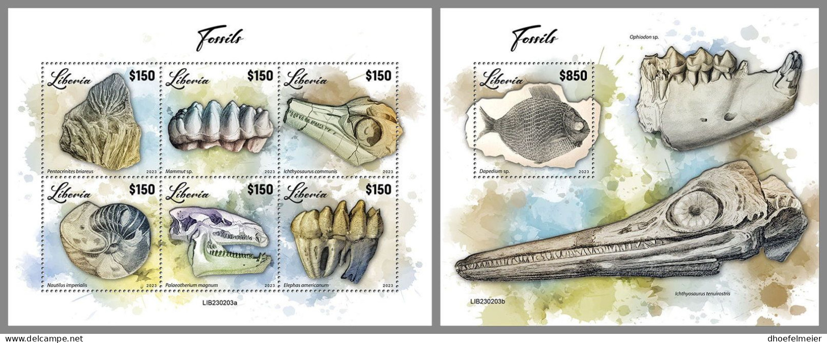 LIBERIA 2023 MNH Fossils Fossilien M/S+S/S – IMPERFORATED – DHQ2417 - Fossielen