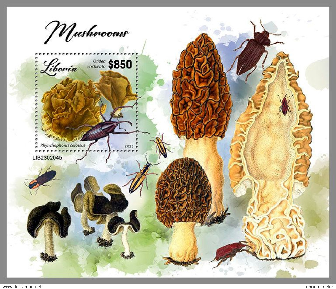 LIBERIA 2023 MNH Mushrooms Pilze S/S – IMPERFORATED – DHQ2417 - Hongos