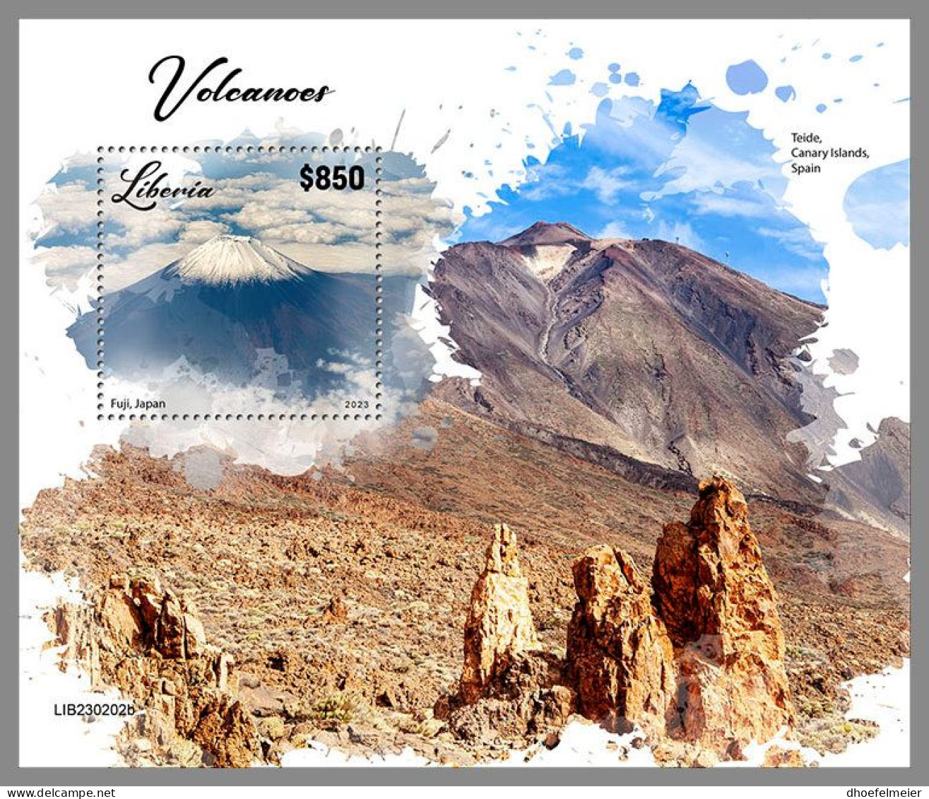 LIBERIA 2023 MNH Volvanoes Vulkane S/S – IMPERFORATED – DHQ2417 - Vulcani