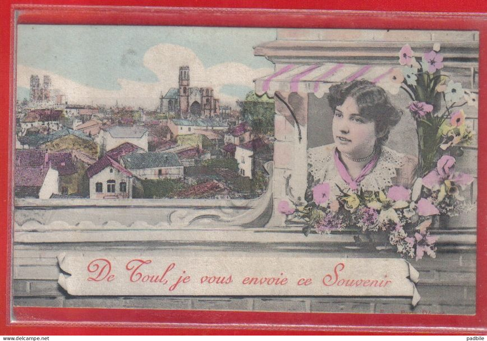 Carte Postale Fantaisie  54. Toul  Jeune Fille Aux Fleurs  Très Beau Plan - Toul