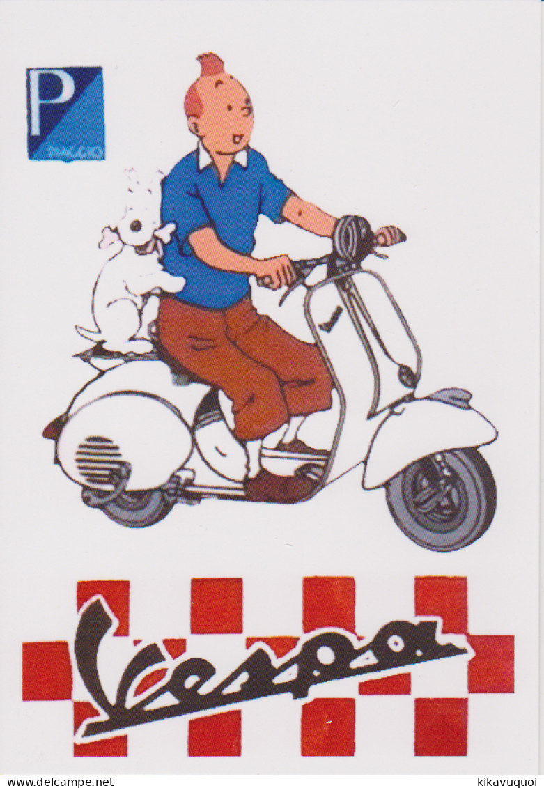 PIAGGIO VESPA TINTIN - CARTE POSTALE 10X15 CM NEUF - Other & Unclassified