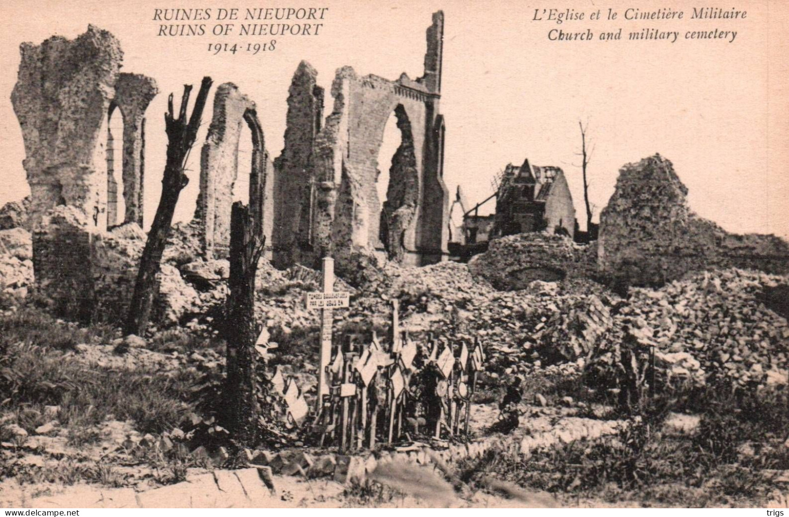 Nieuport (1914-1918) - L'Église Et Le Cimetière Militaire - Nieuwpoort