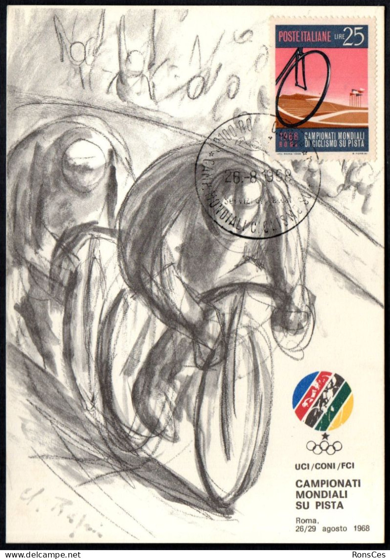 CYCLING - ITALIA ROMA 1968 - CAMPIONATI MONDIALI DI CICLISMO SU PISTA - CARTOLINA MAXIMUM - A - Cyclisme