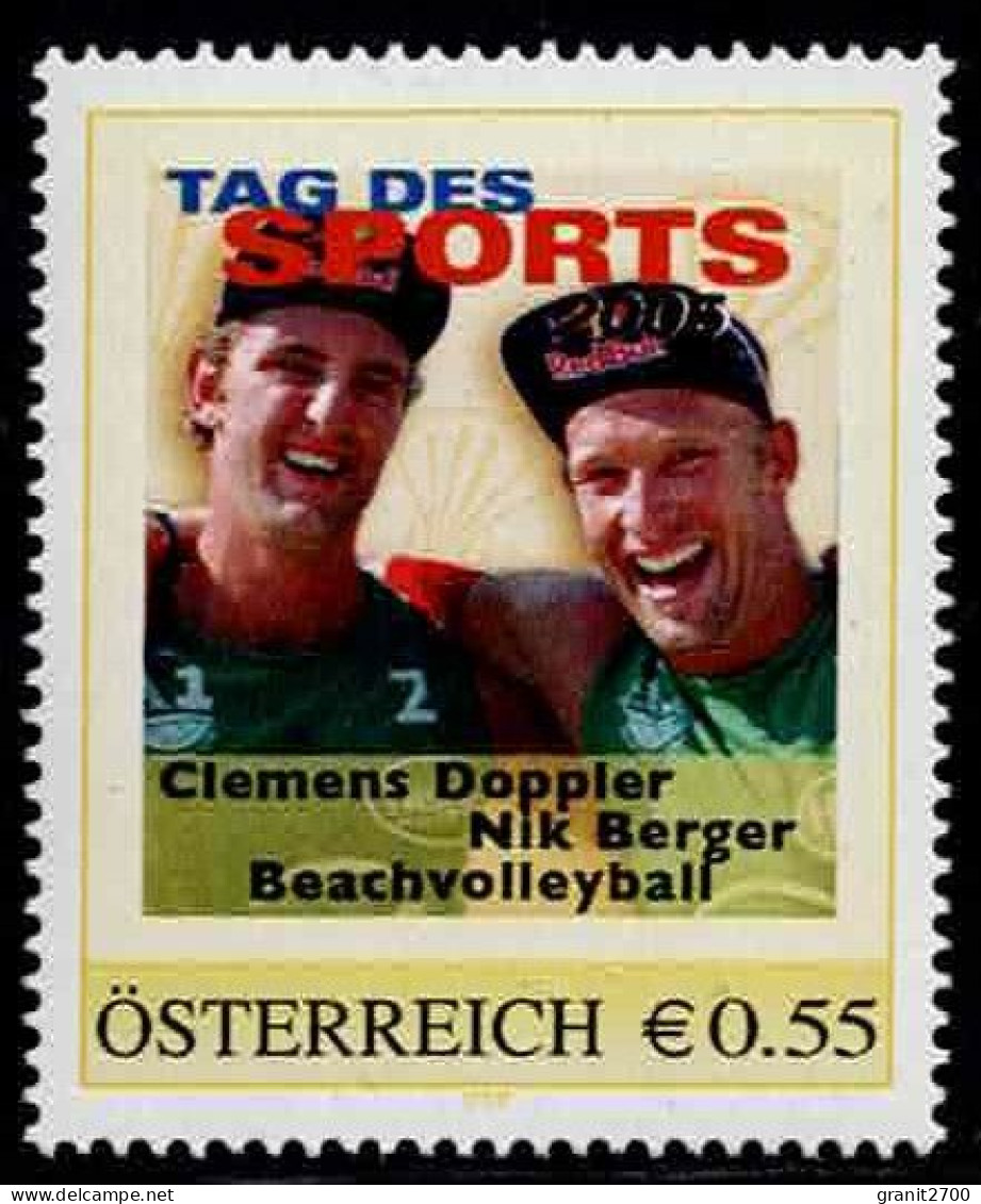 PM  Tag Des Sports 2005 - Clemens Doppler + Nik Berger - Beach Volleyball  Ex Bogen Nr. 8007328  Postfrisch - Personalisierte Briefmarken