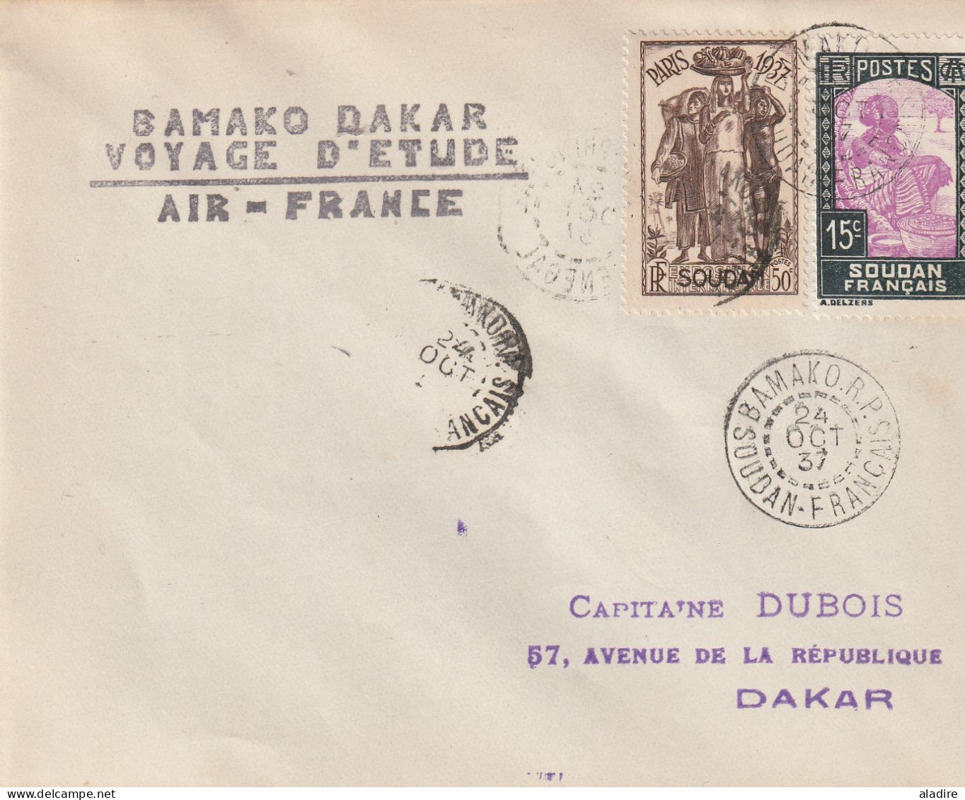 1933/1942 - SOUDAN MALI  - Lot De 2 Enveloppes (1 Voyage étude Air France) Et 1 Carte Postale / Gao, Nioro Et Bamako - Lettres & Documents