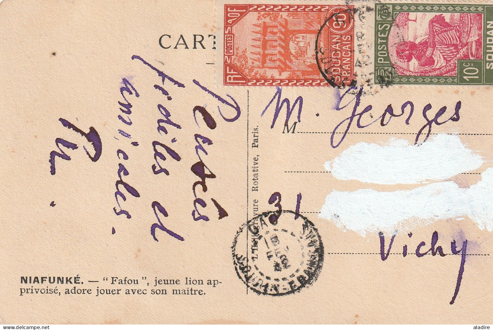 1933/1942 - SOUDAN MALI  - Lot De 2 Enveloppes (1 Voyage étude Air France) Et 1 Carte Postale / Gao, Nioro Et Bamako - Covers & Documents