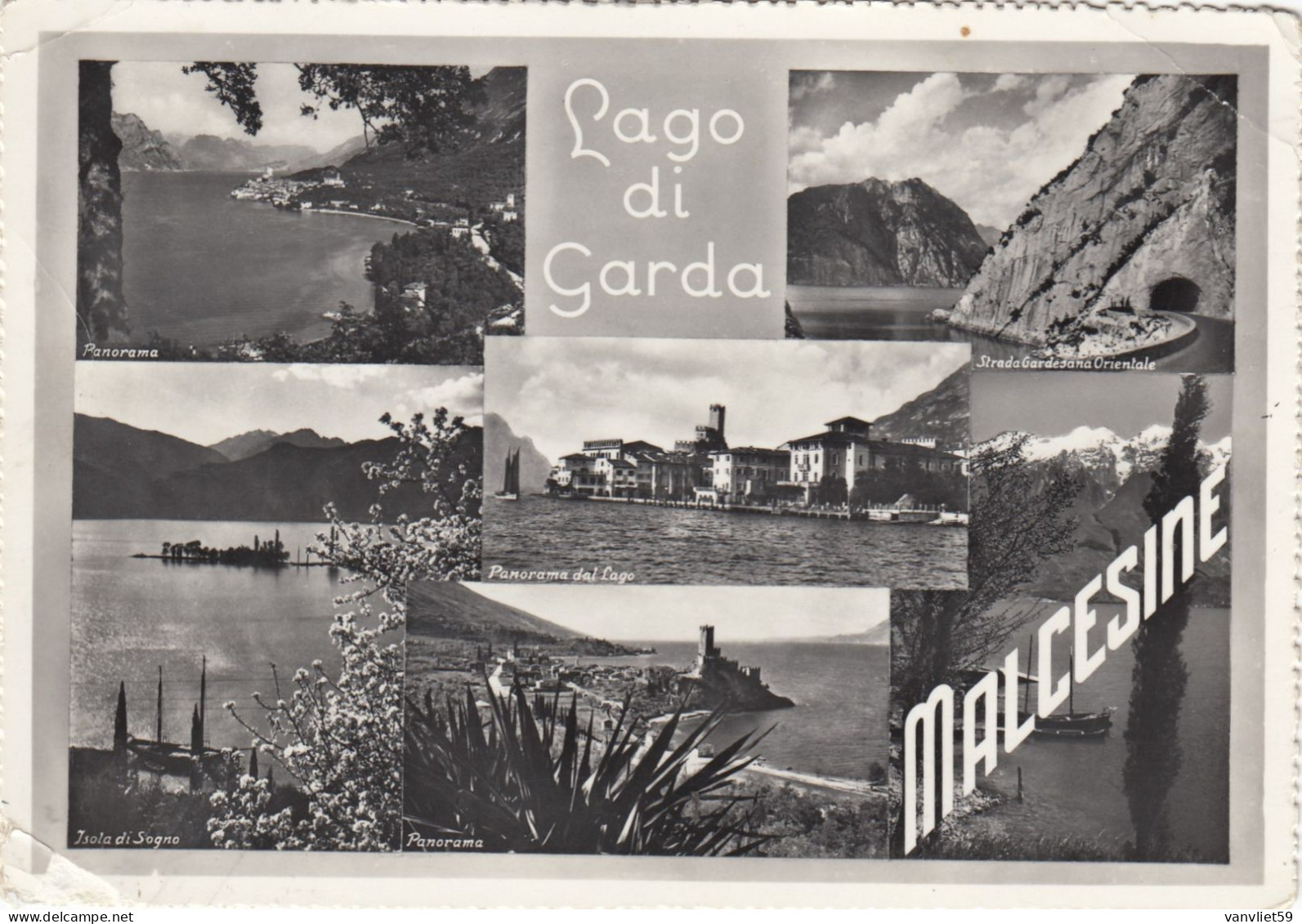 MALCESINE-VERONA-LAGO DI GARDA-MULTIVEDUTE- CARTOLINA VERA FOTOGRAFIA VIAGGIATA 9-3-1956 - Verona