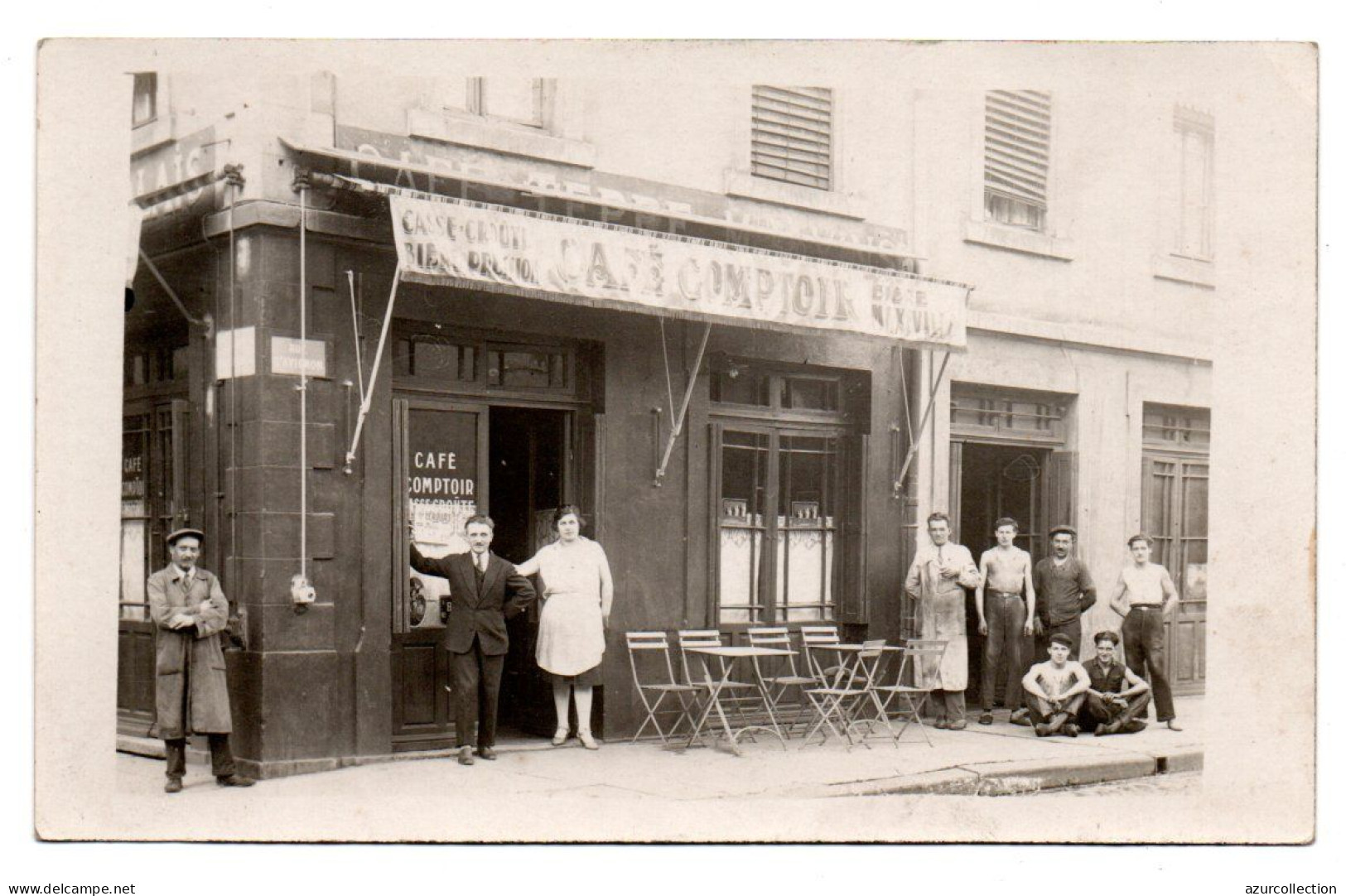 Devanture Café-comptoir. Carte Photo Animée Non Située - Caffé