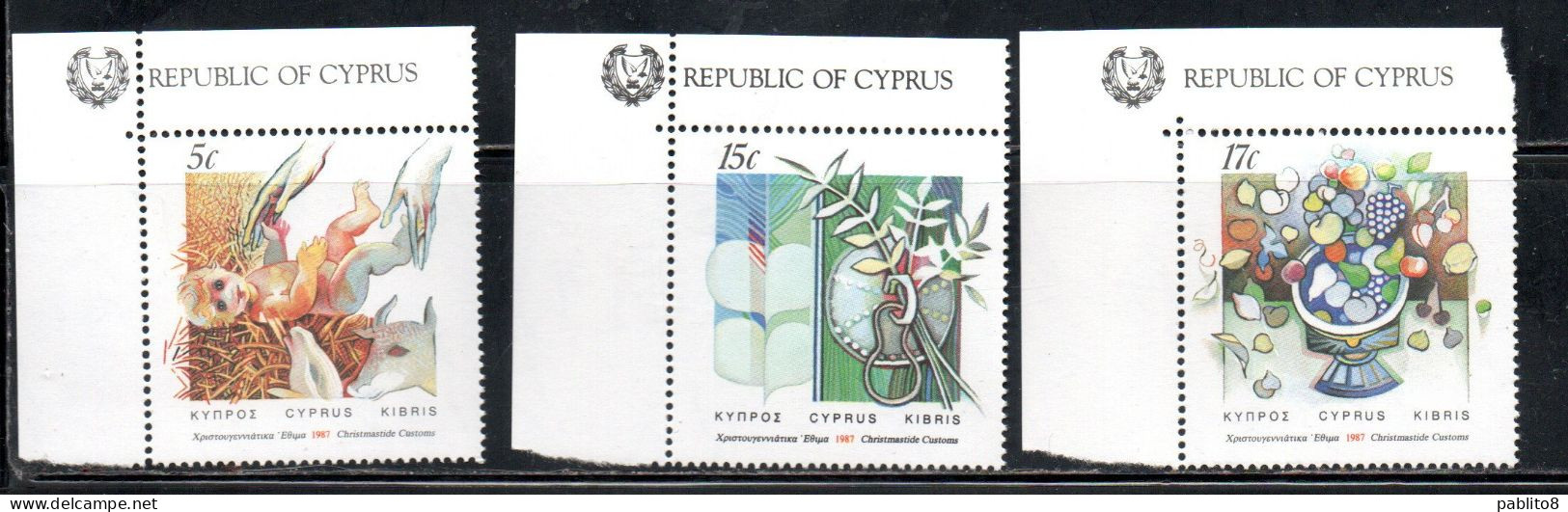 CYPRUS CIPRUS CIPRO 1987 CHRISTMAS NATALE NOEL WEIHNACHTEN NAVIDAD COMPLETE SET SERIE COMPLETA MNH - Unused Stamps