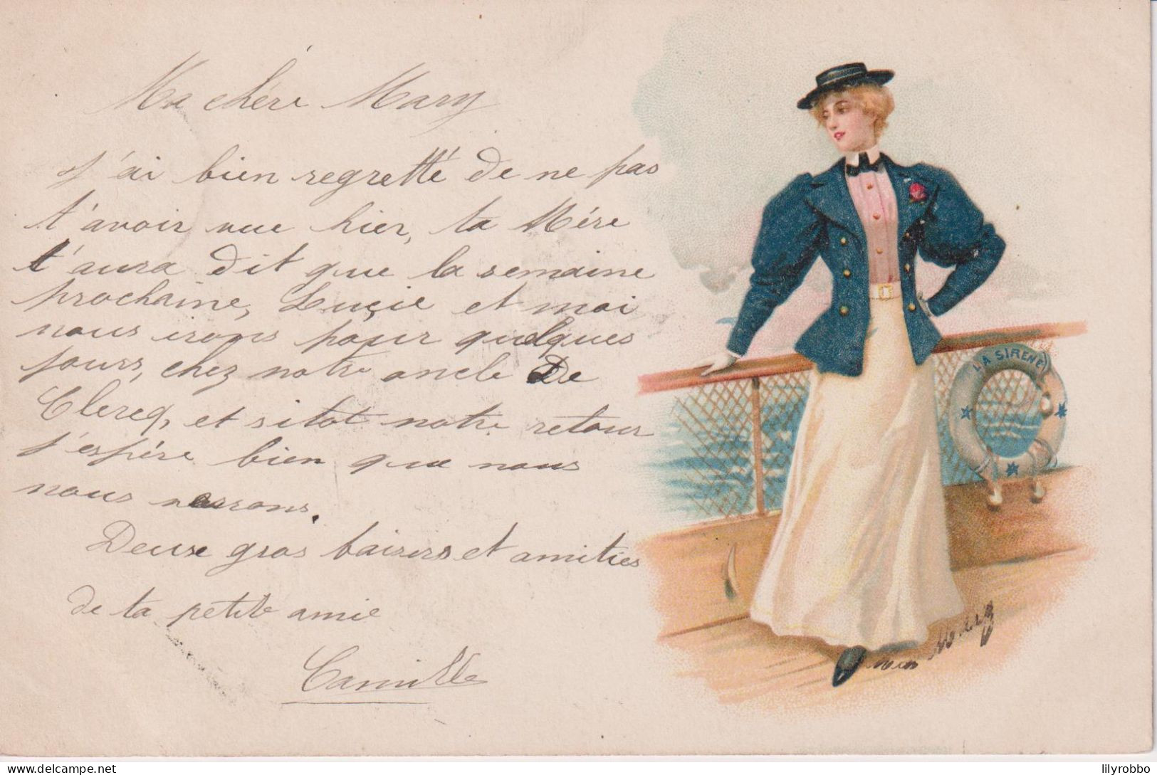 BELGIUM - Chromo Vignette & Undivided Rear. VG Postmarks Including GAND 1901 - Young Lady - Mode