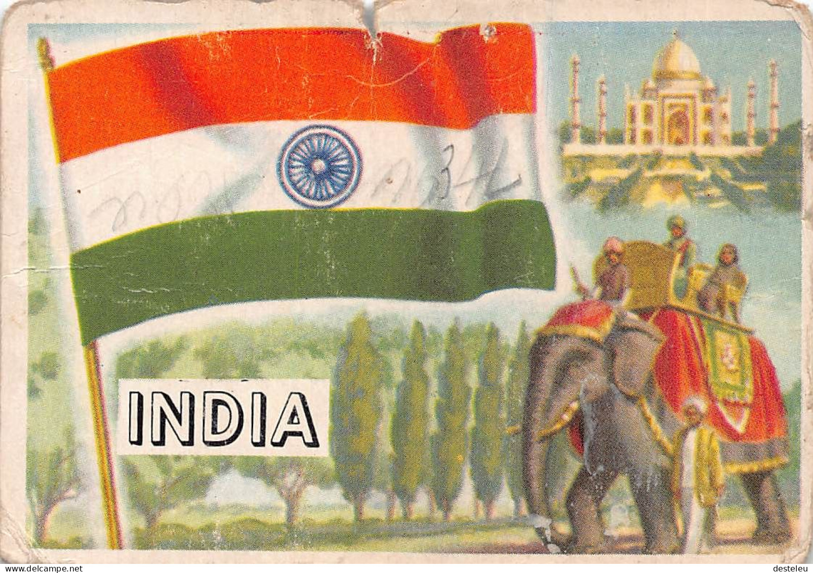 Flags Of The World Chromo -  India - 6.5 X 9.5 Cm - Other & Unclassified