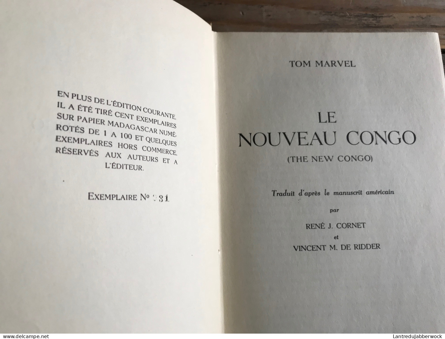 Tom MARVEL Le Nouveau Congo The New Congo TL 100 Ex 1948 Régionalisme Colonies Belge René CORNET DE RIDDER Stanleyville - Belgique