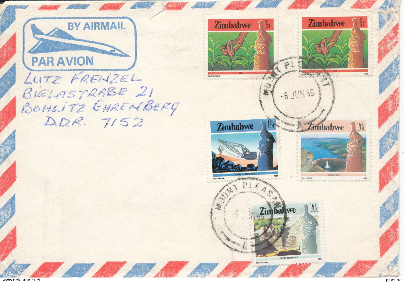 Zimbabwe Air Mail Cover Sent To Germany 6-6-1989 Topic Stamps - Zimbabwe (1980-...)